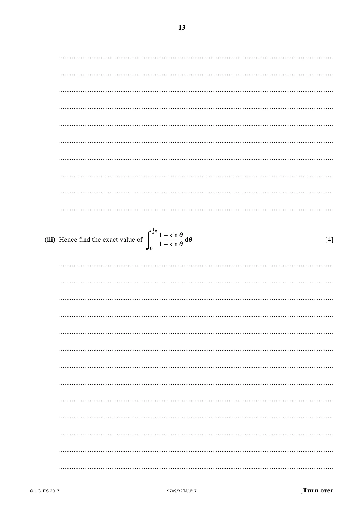 Cambridge A Level Mathematics 9709 2017 May/June Paper 3 · Variant 2 question paper, page 13 of 20