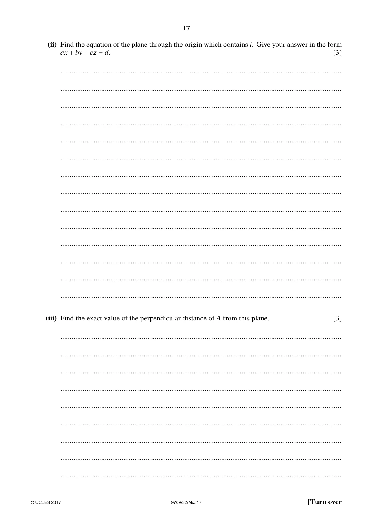 Cambridge A Level Mathematics 9709 2017 May/June Paper 3 · Variant 2 question paper, page 17 of 20