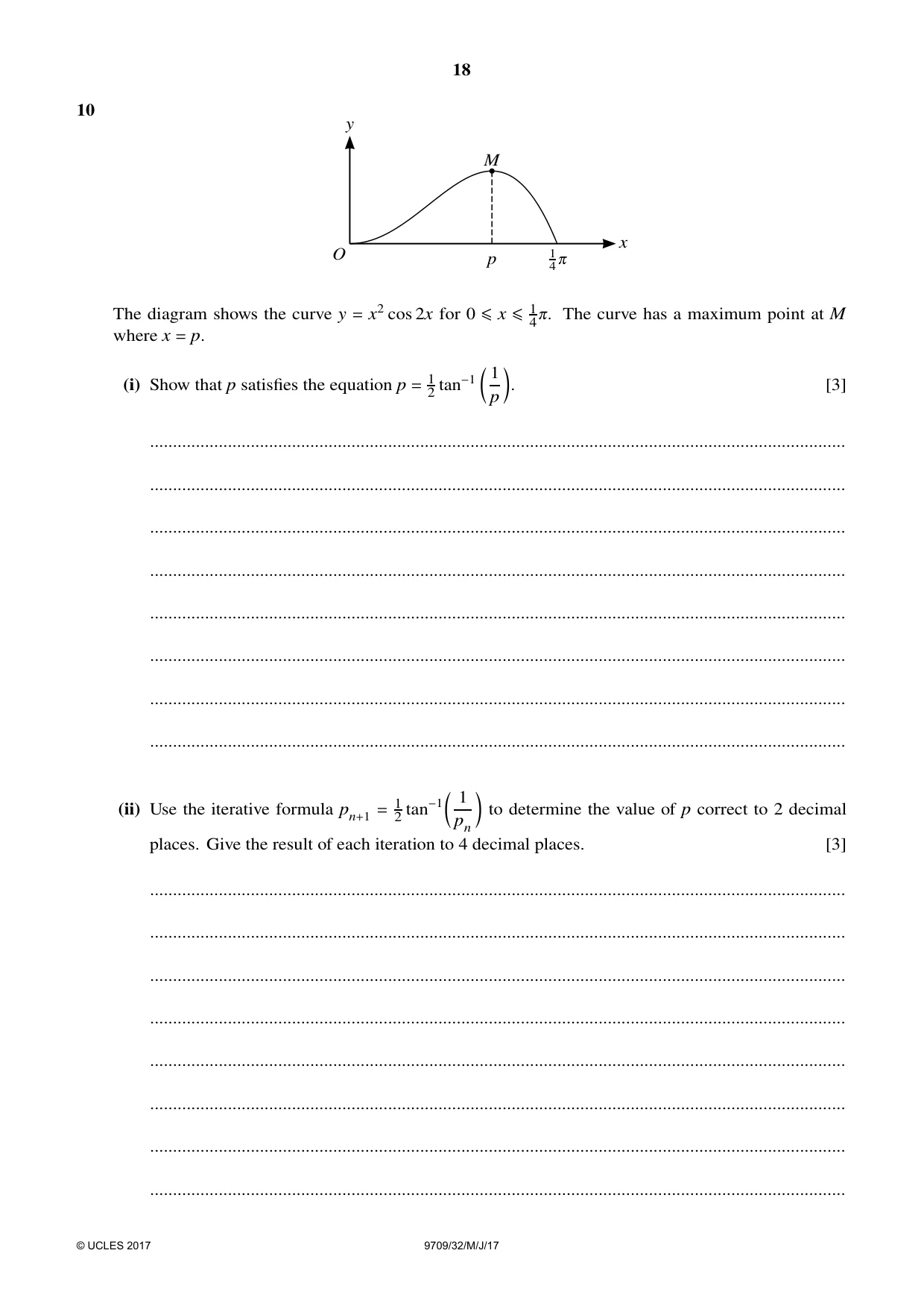 Cambridge A Level Mathematics 9709 2017 May/June Paper 3 · Variant 2 question paper, page 18 of 20