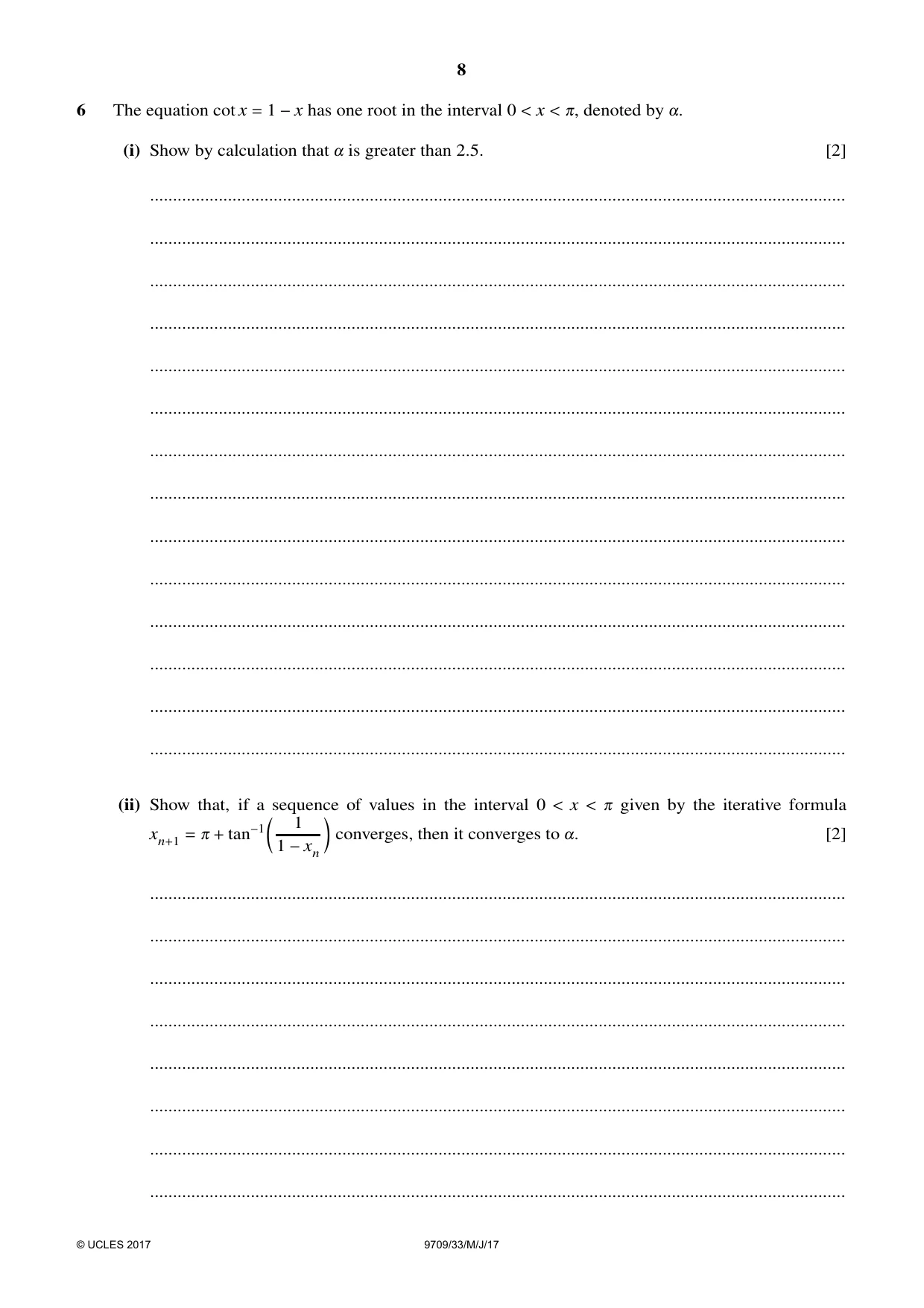 Cambridge A Level Mathematics 9709 2017 May/June Paper 3 · Variant 3 question paper, page 8 of 20