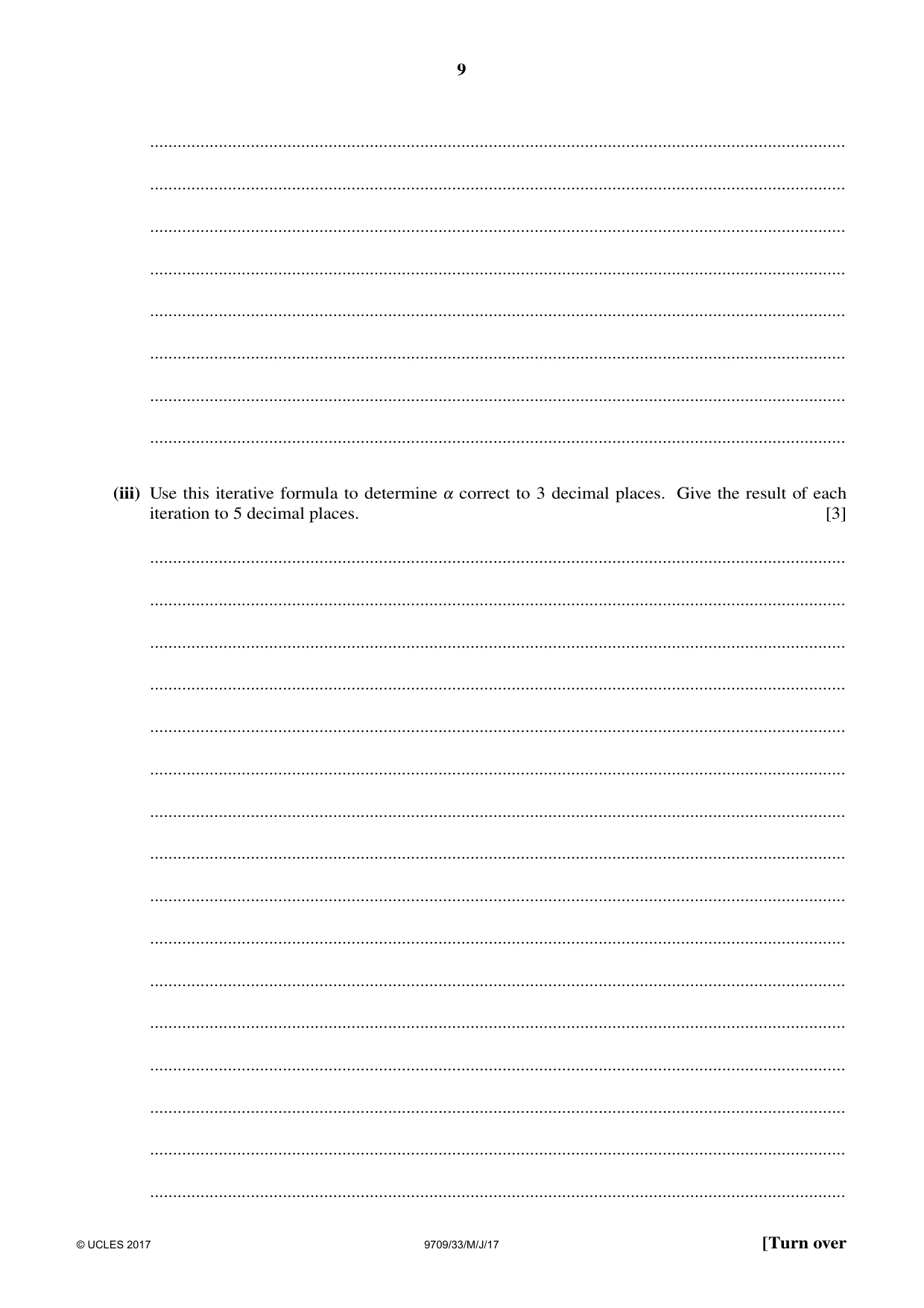 Cambridge A Level Mathematics 9709 2017 May/June Paper 3 · Variant 3 question paper, page 9 of 20