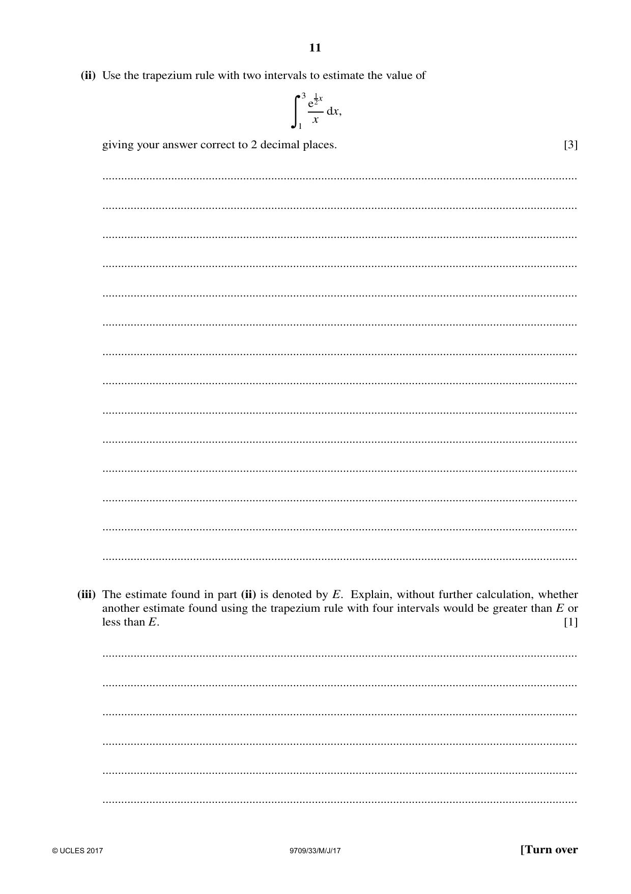 Cambridge A Level Mathematics 9709 2017 May/June Paper 3 · Variant 3 question paper, page 11 of 20