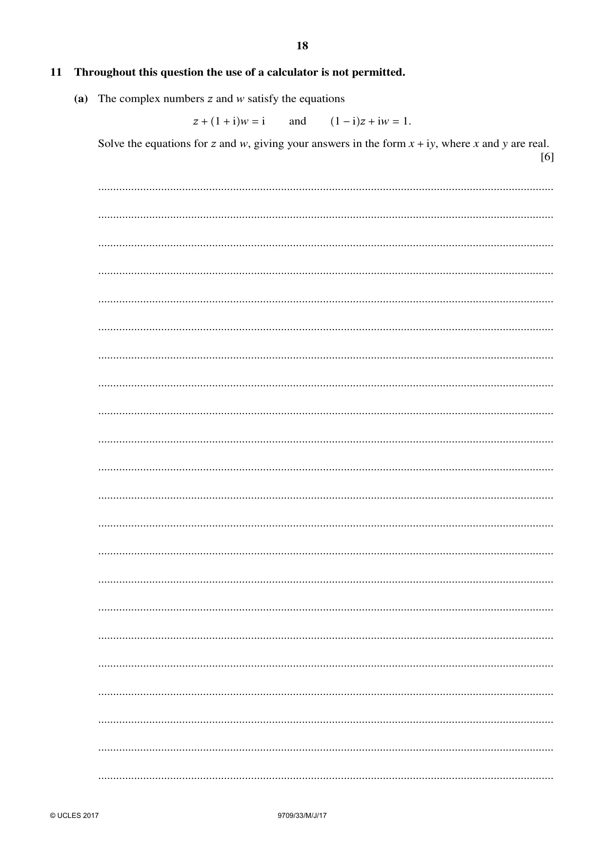 Cambridge A Level Mathematics 9709 2017 May/June Paper 3 · Variant 3 question paper, page 18 of 20