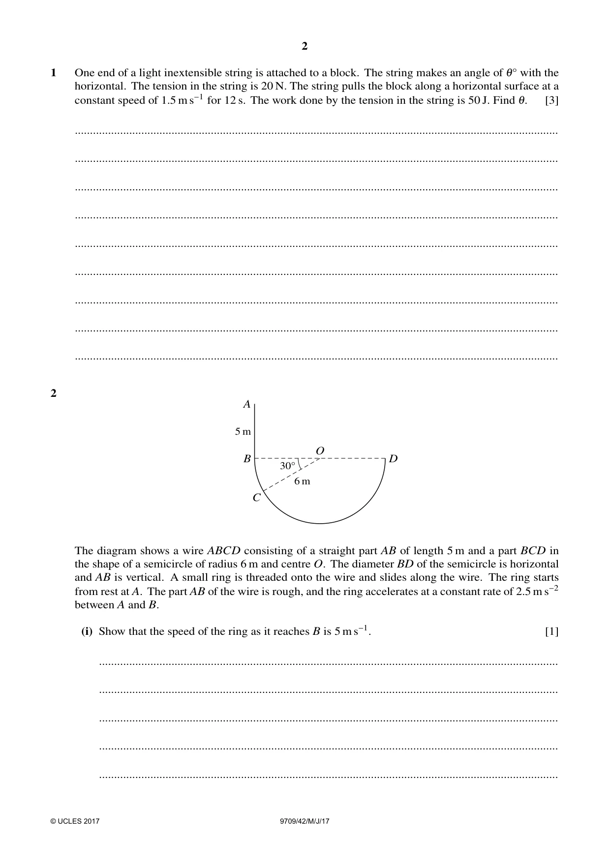 Cambridge A Level Mathematics 9709 2017 May/June Paper 4 · Variant 2 question paper, page 2 of 12