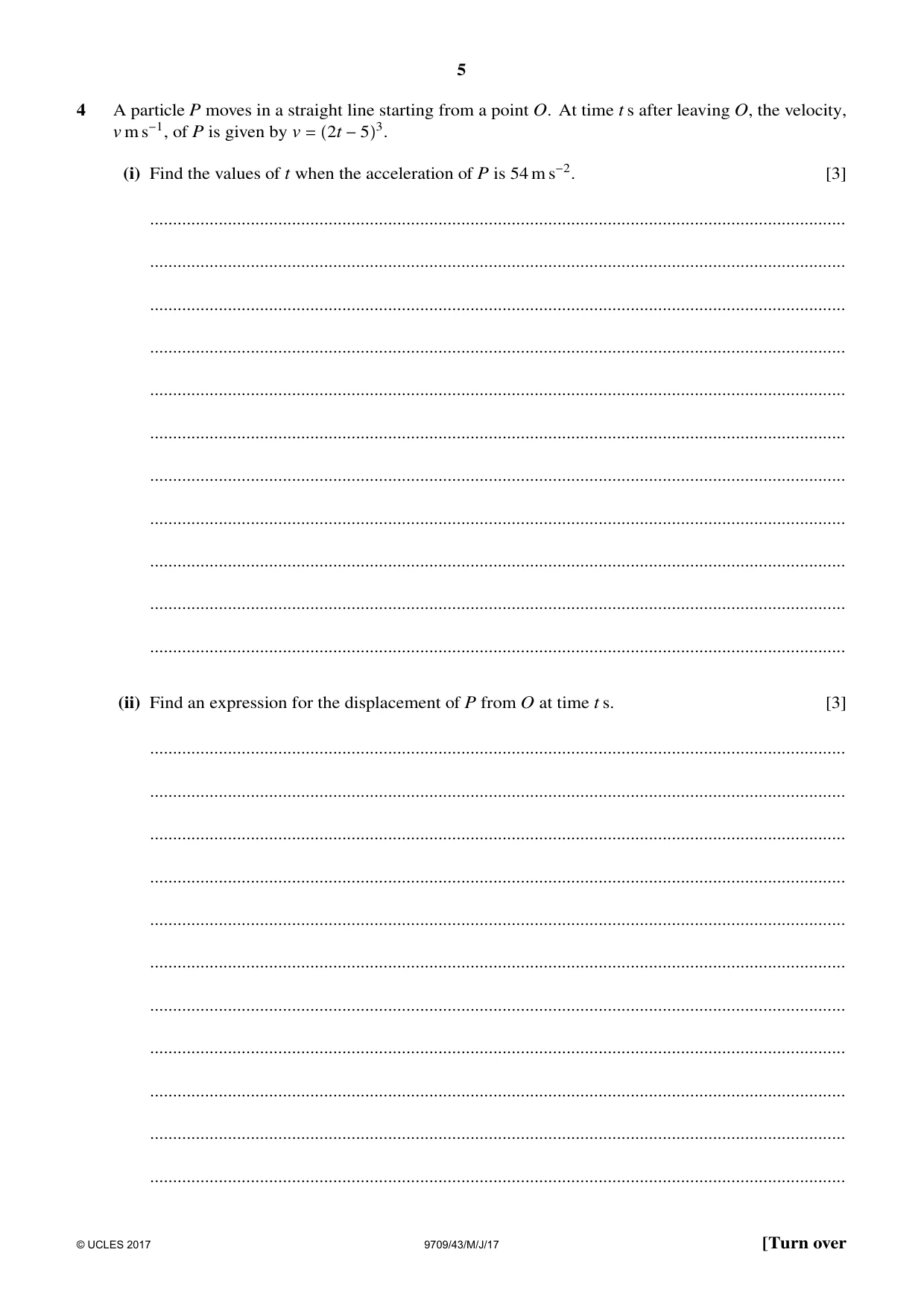 Cambridge A Level Mathematics 9709 2017 May/June Paper 4 · Variant 3 question paper, page 5 of 12