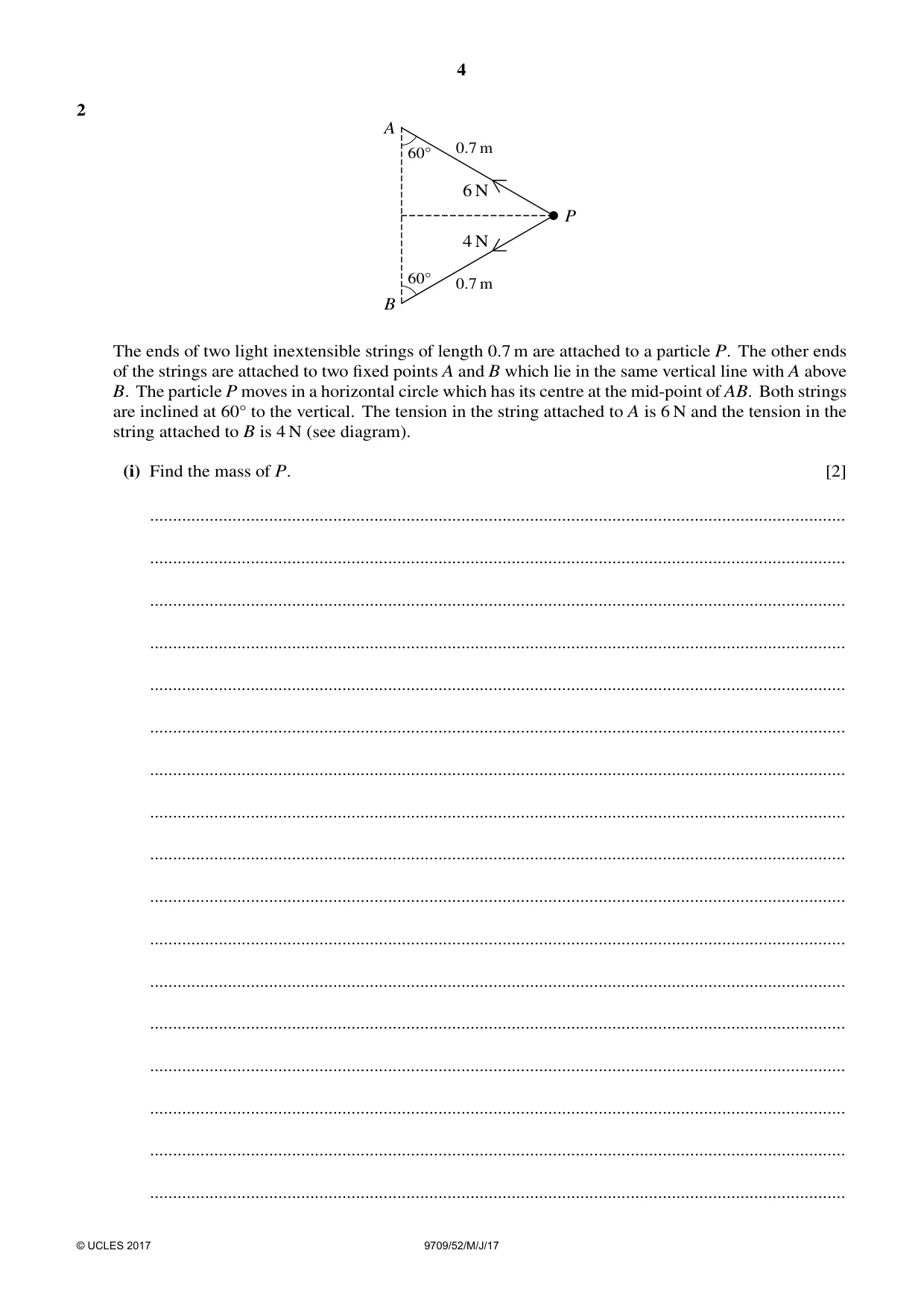 Cambridge A Level Mathematics 9709 2017 May/June Paper 5 · Variant 2 question paper, page 4 of 16