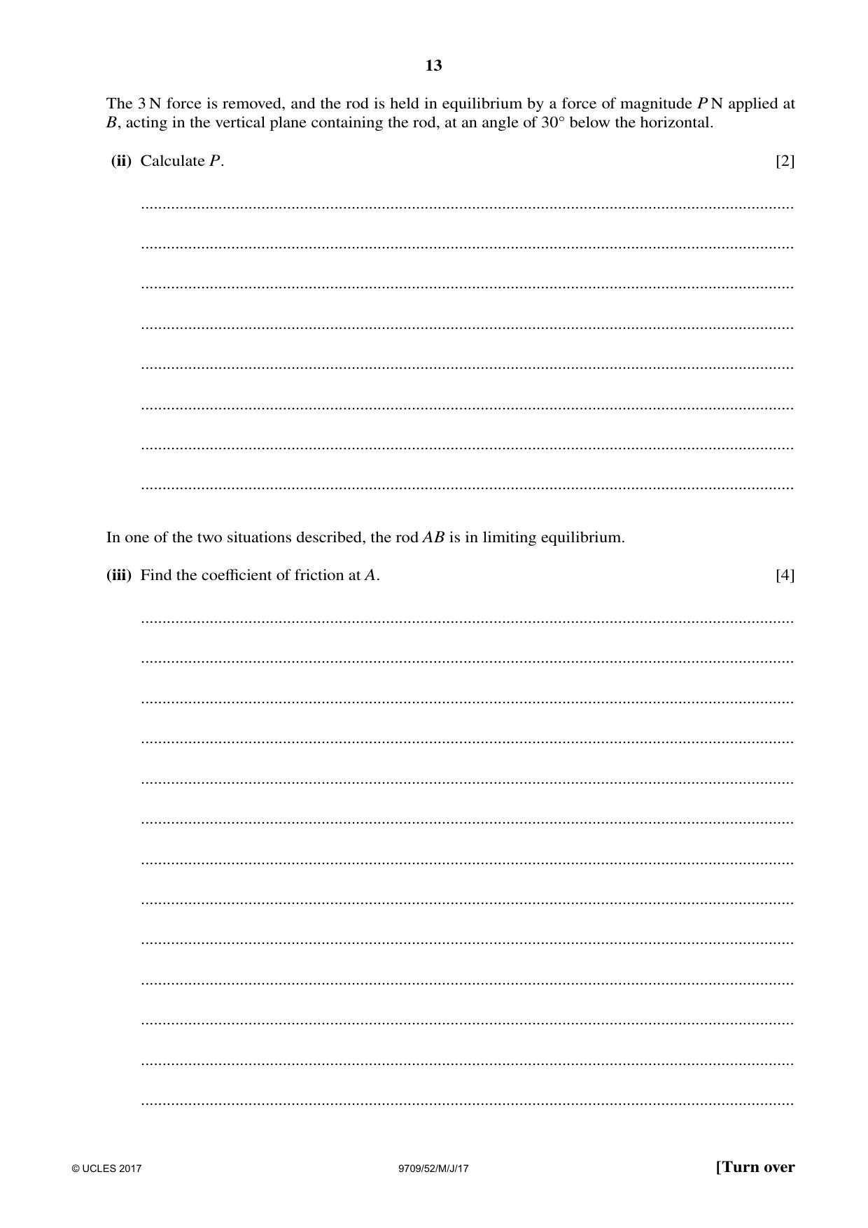Cambridge A Level Mathematics 9709 2017 May/June Paper 5 · Variant 2 question paper, page 13 of 16