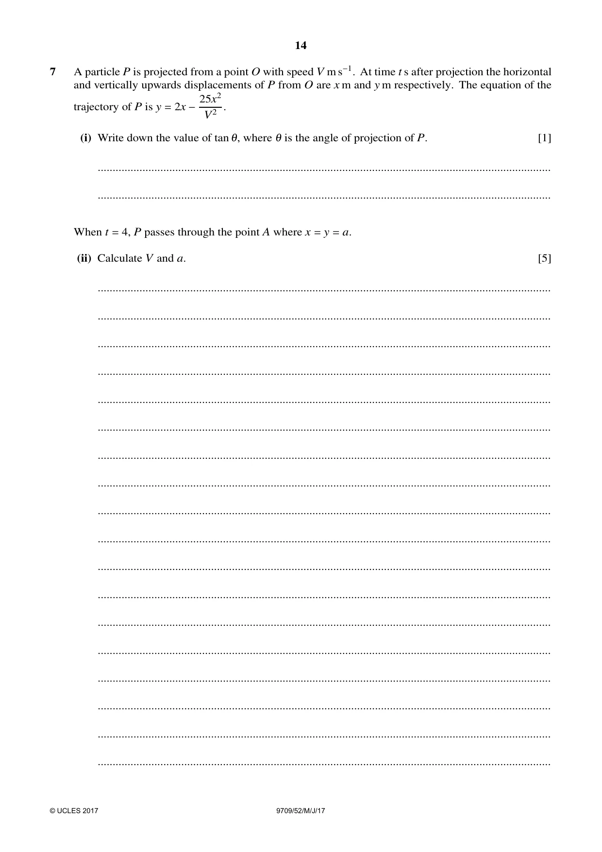 Cambridge A Level Mathematics 9709 2017 May/June Paper 5 · Variant 2 question paper, page 14 of 16