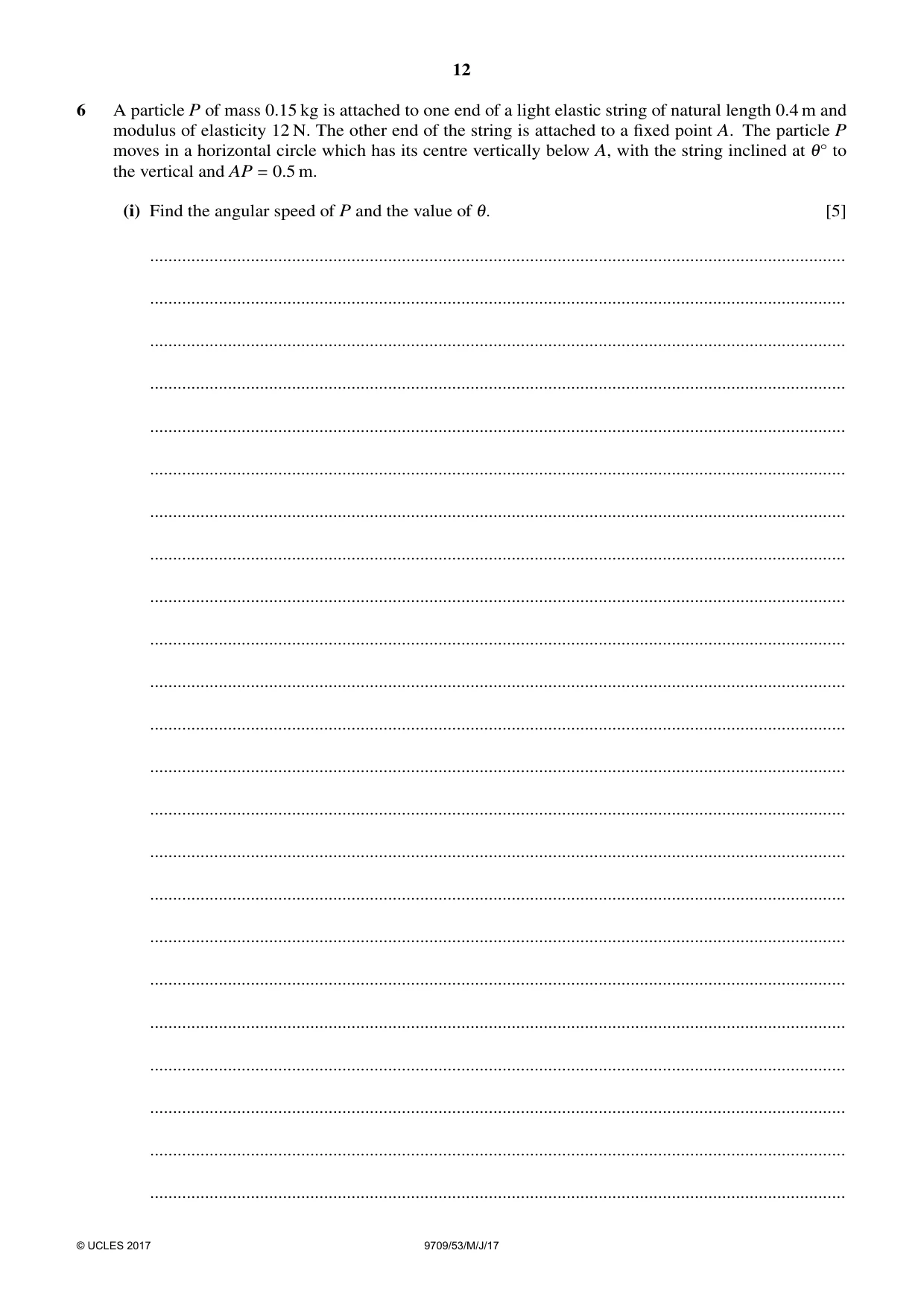 Cambridge A Level Mathematics 9709 2017 May/June Paper 5 · Variant 3 question paper, page 12 of 16