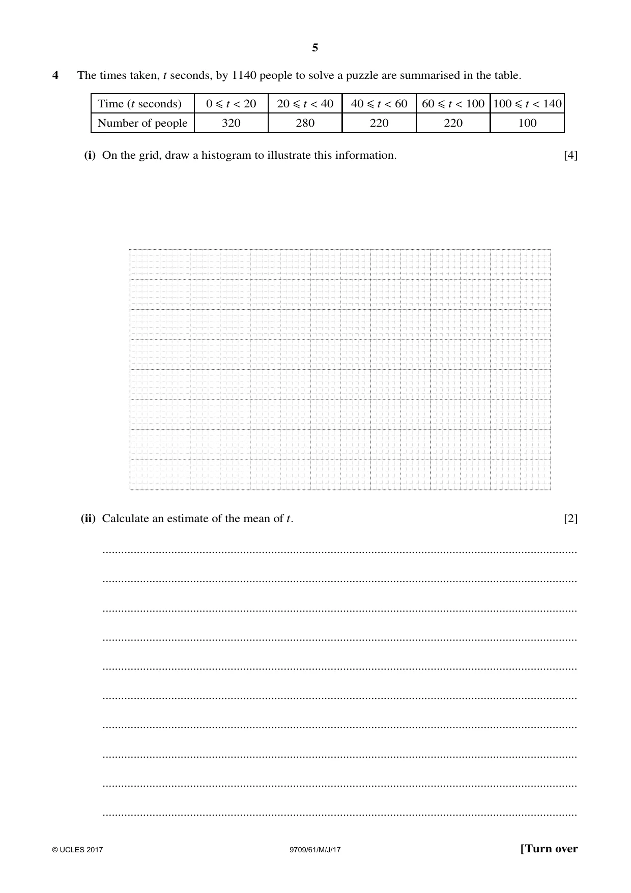 Cambridge A Level Mathematics 9709 2017 May/June Paper 6 · Variant 1 question paper, page 5 of 12