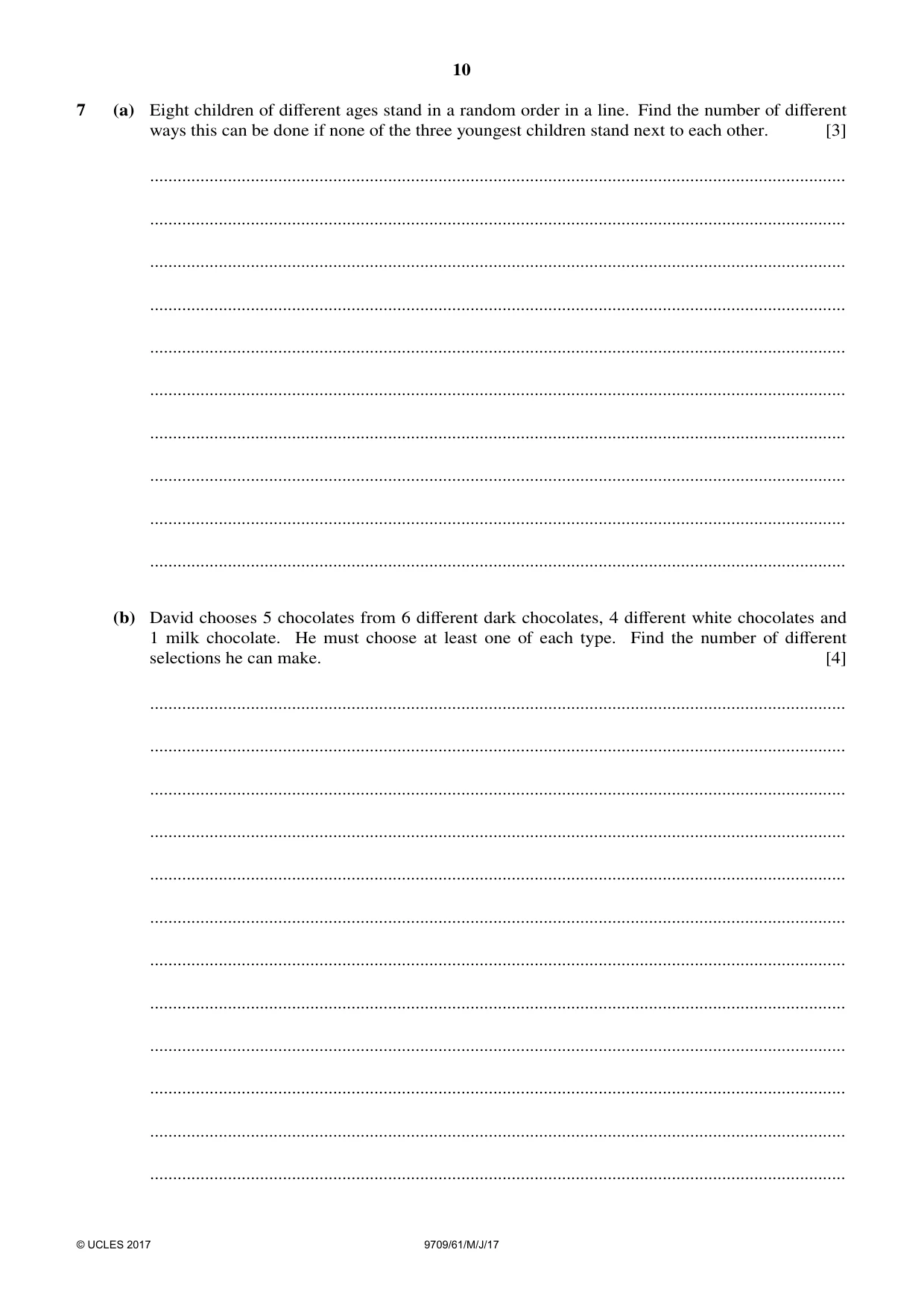 Cambridge A Level Mathematics 9709 2017 May/June Paper 6 · Variant 1 question paper, page 10 of 12