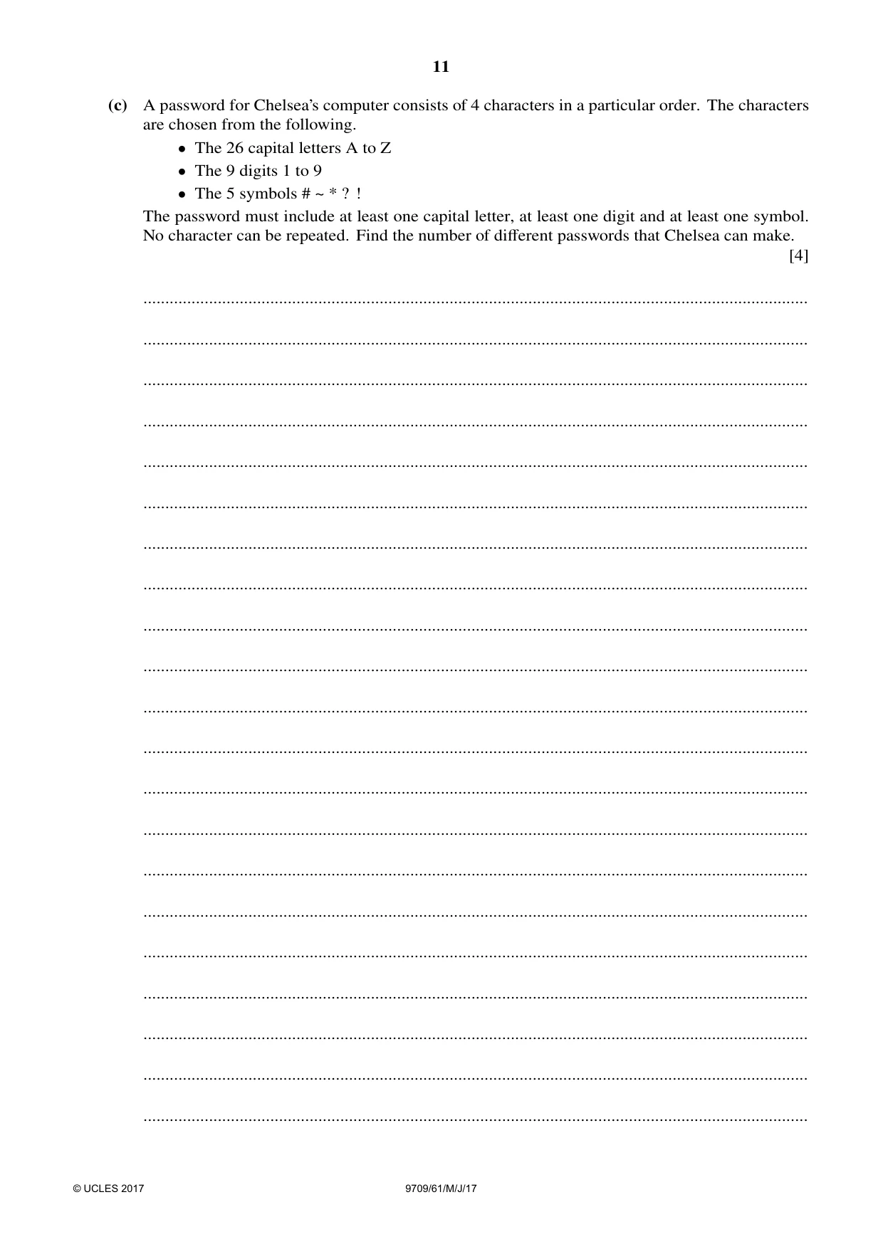 Cambridge A Level Mathematics 9709 2017 May/June Paper 6 · Variant 1 question paper, page 11 of 12