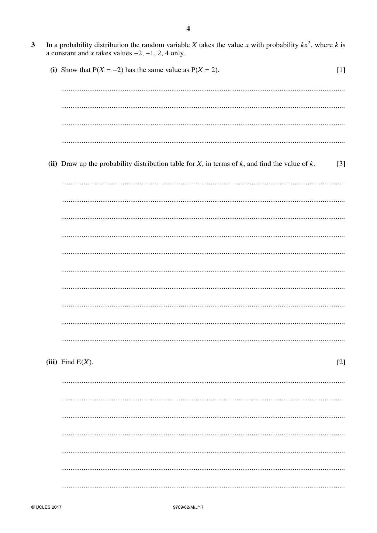 Cambridge A Level Mathematics 9709 2017 May/June Paper 6 · Variant 2 question paper, page 4 of 12