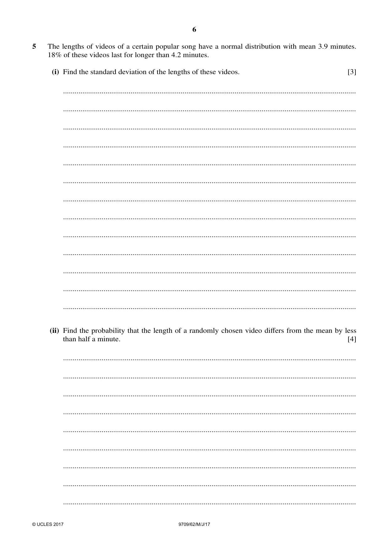 Cambridge A Level Mathematics 9709 2017 May/June Paper 6 · Variant 2 question paper, page 6 of 12