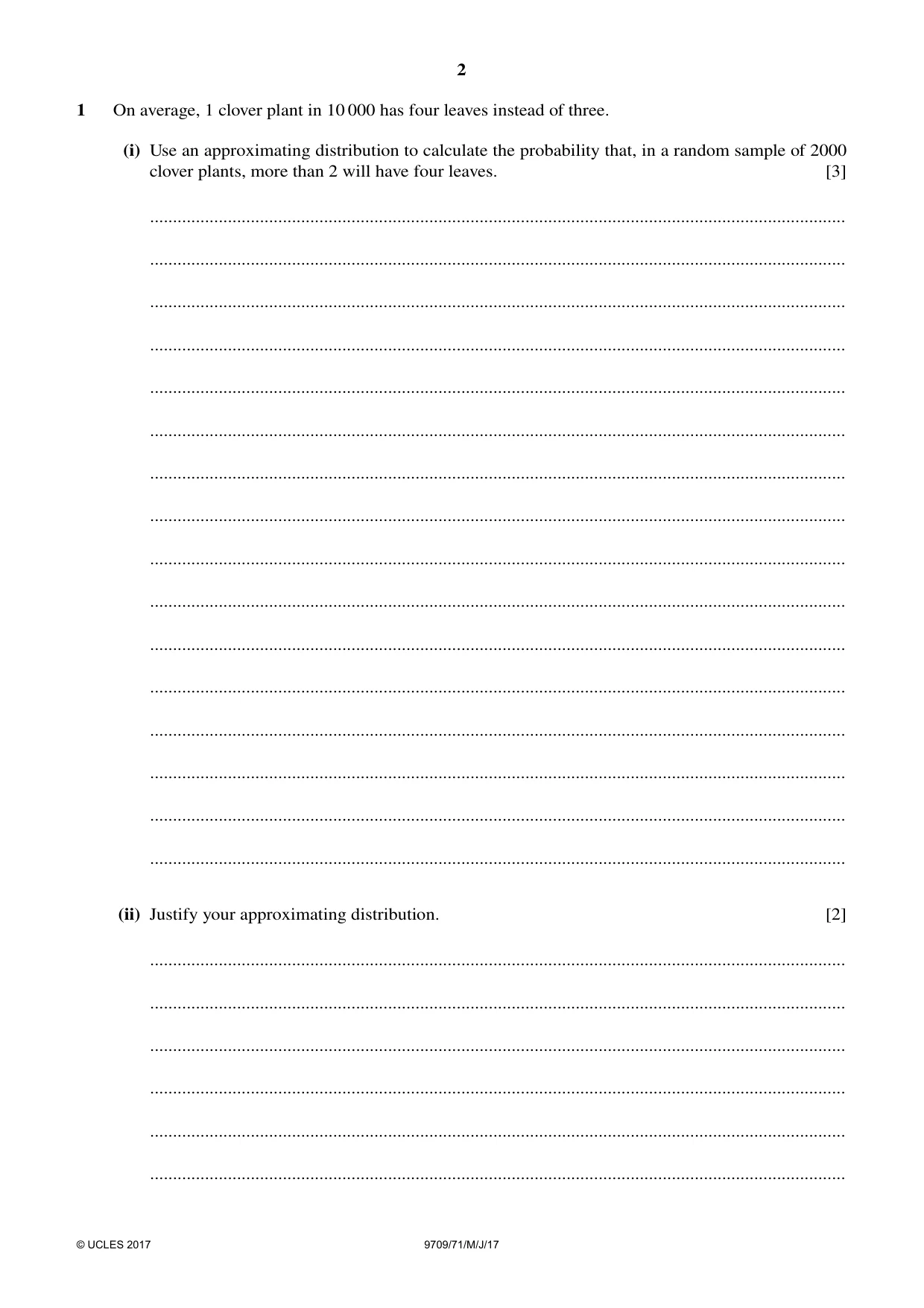 Cambridge A Level Mathematics 9709 2017 May/June Paper 7 · Variant 1 question paper, page 2 of 12