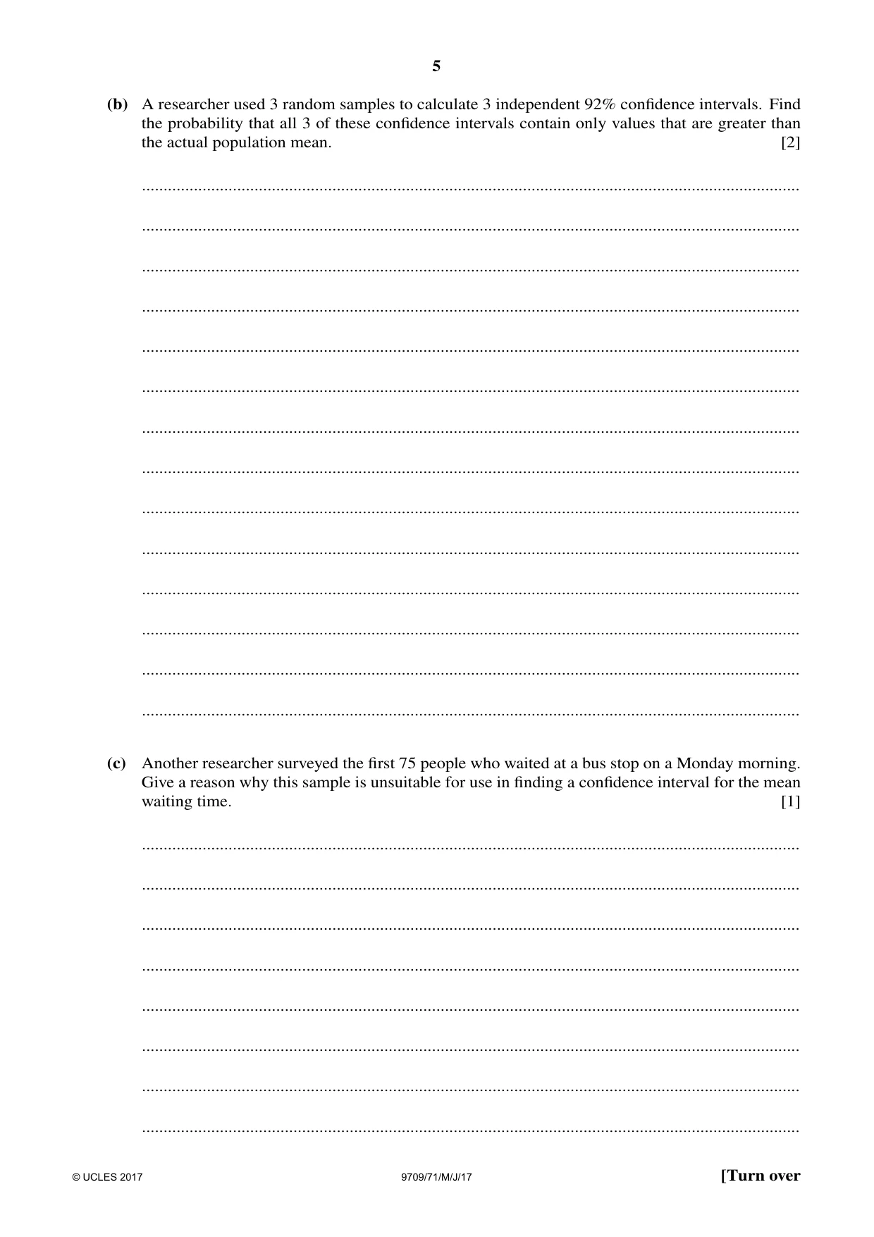 Cambridge A Level Mathematics 9709 2017 May/June Paper 7 · Variant 1 question paper, page 5 of 12