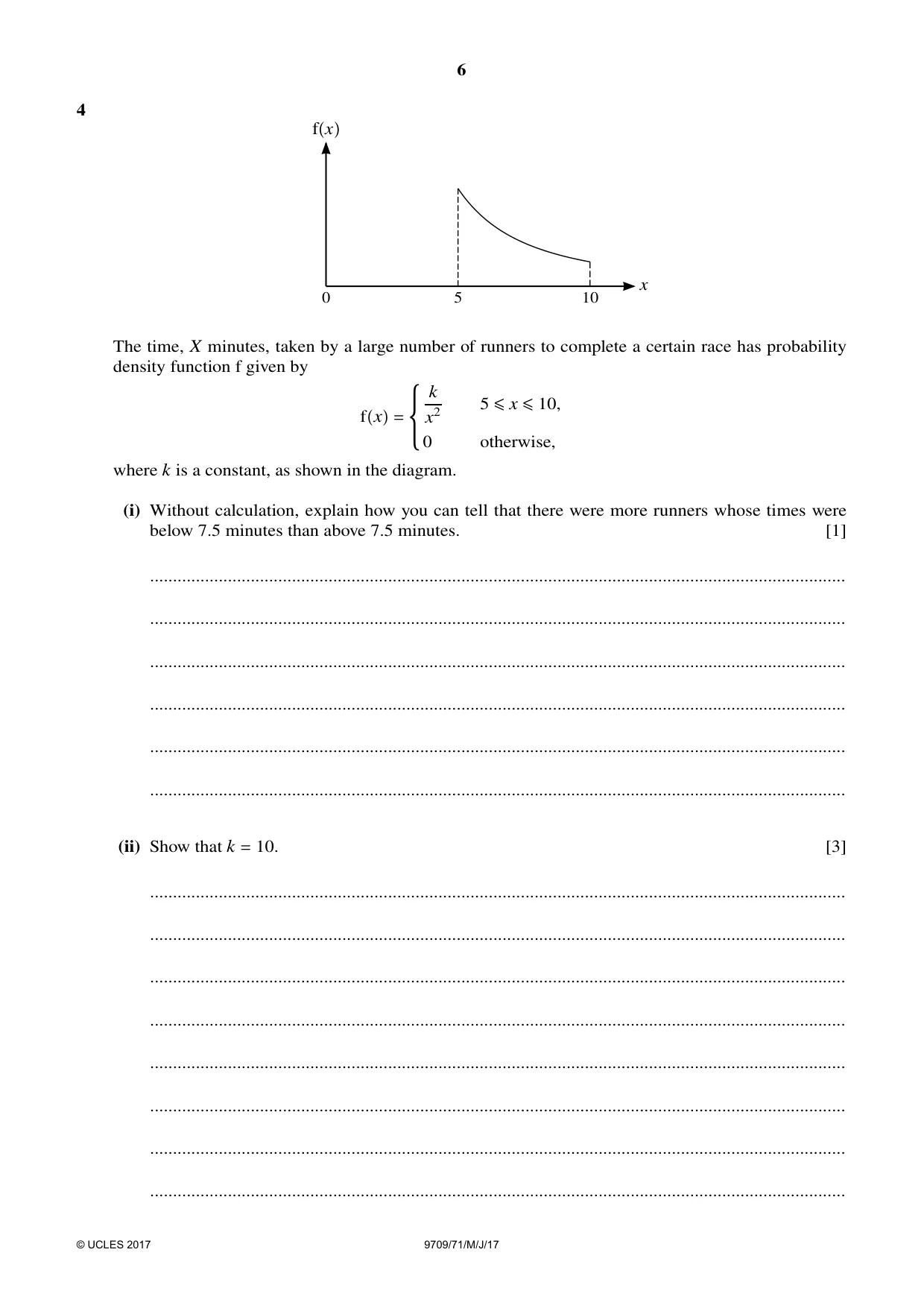 Cambridge A Level Mathematics 9709 2017 May/June Paper 7 · Variant 1 question paper, page 6 of 12