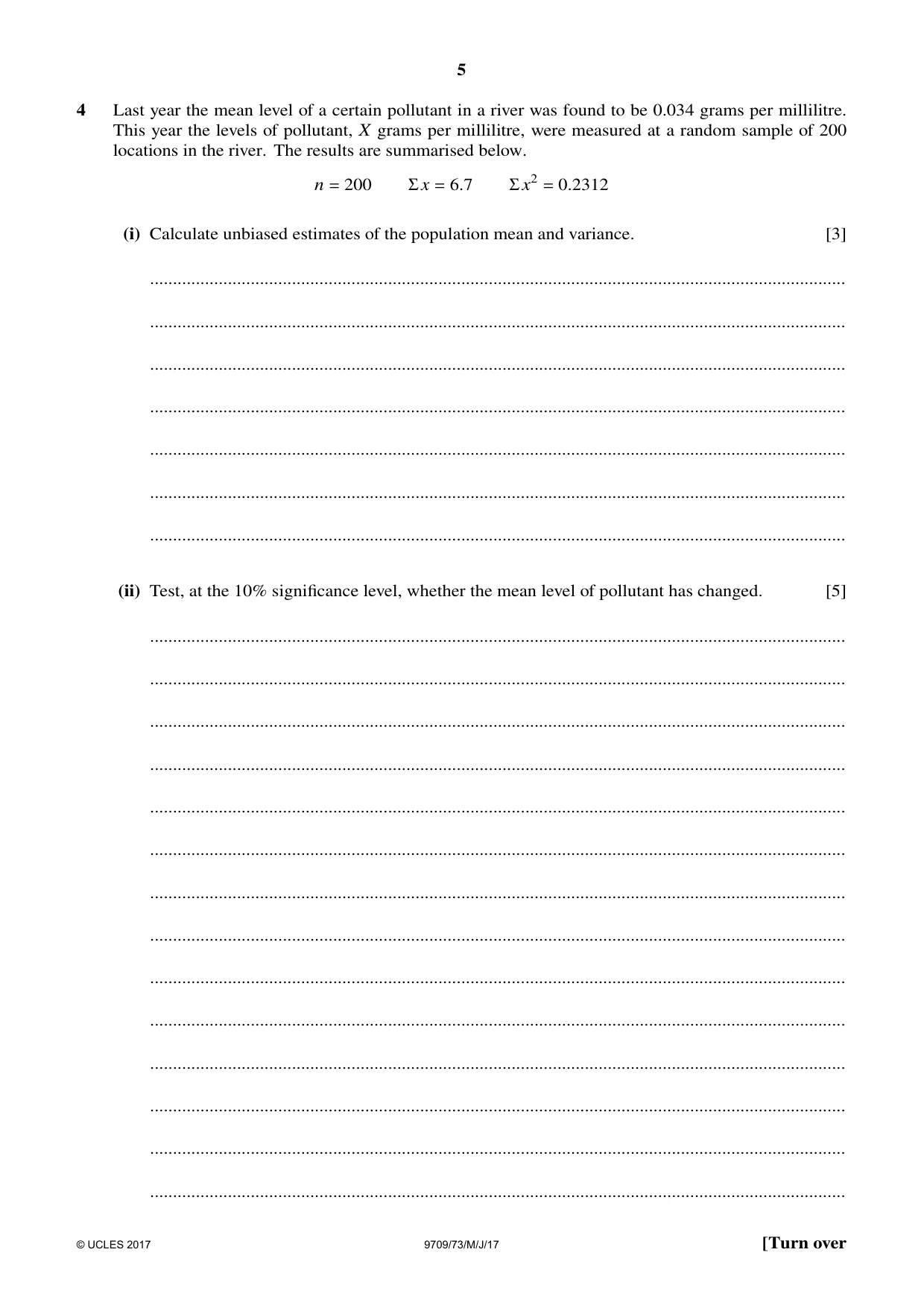 Cambridge A Level Mathematics 9709 2017 May/June Paper 7 · Variant 3 question paper, page 5 of 12