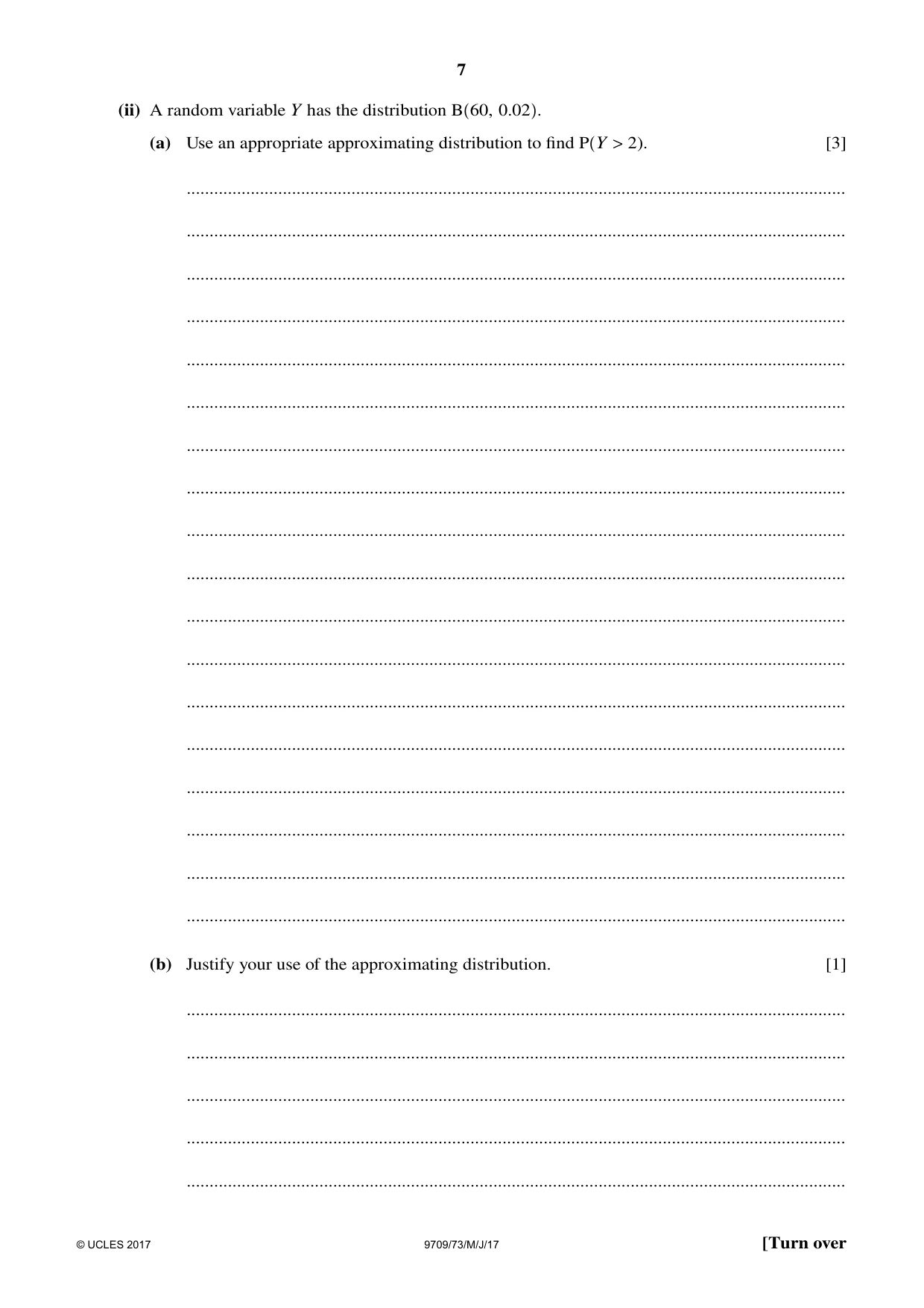 Cambridge A Level Mathematics 9709 2017 May/June Paper 7 · Variant 3 question paper, page 7 of 12