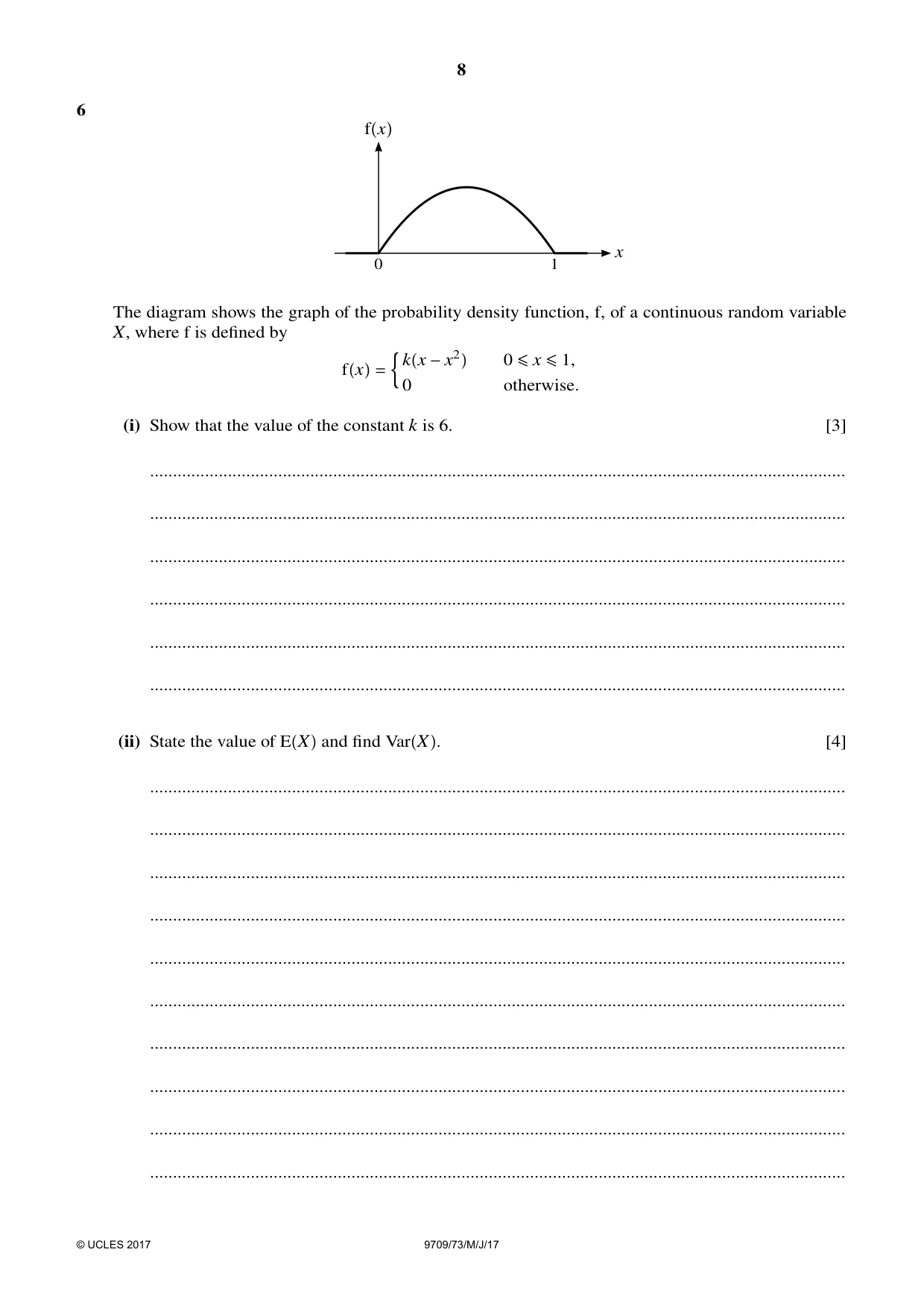 Cambridge A Level Mathematics 9709 2017 May/June Paper 7 · Variant 3 question paper, page 8 of 12