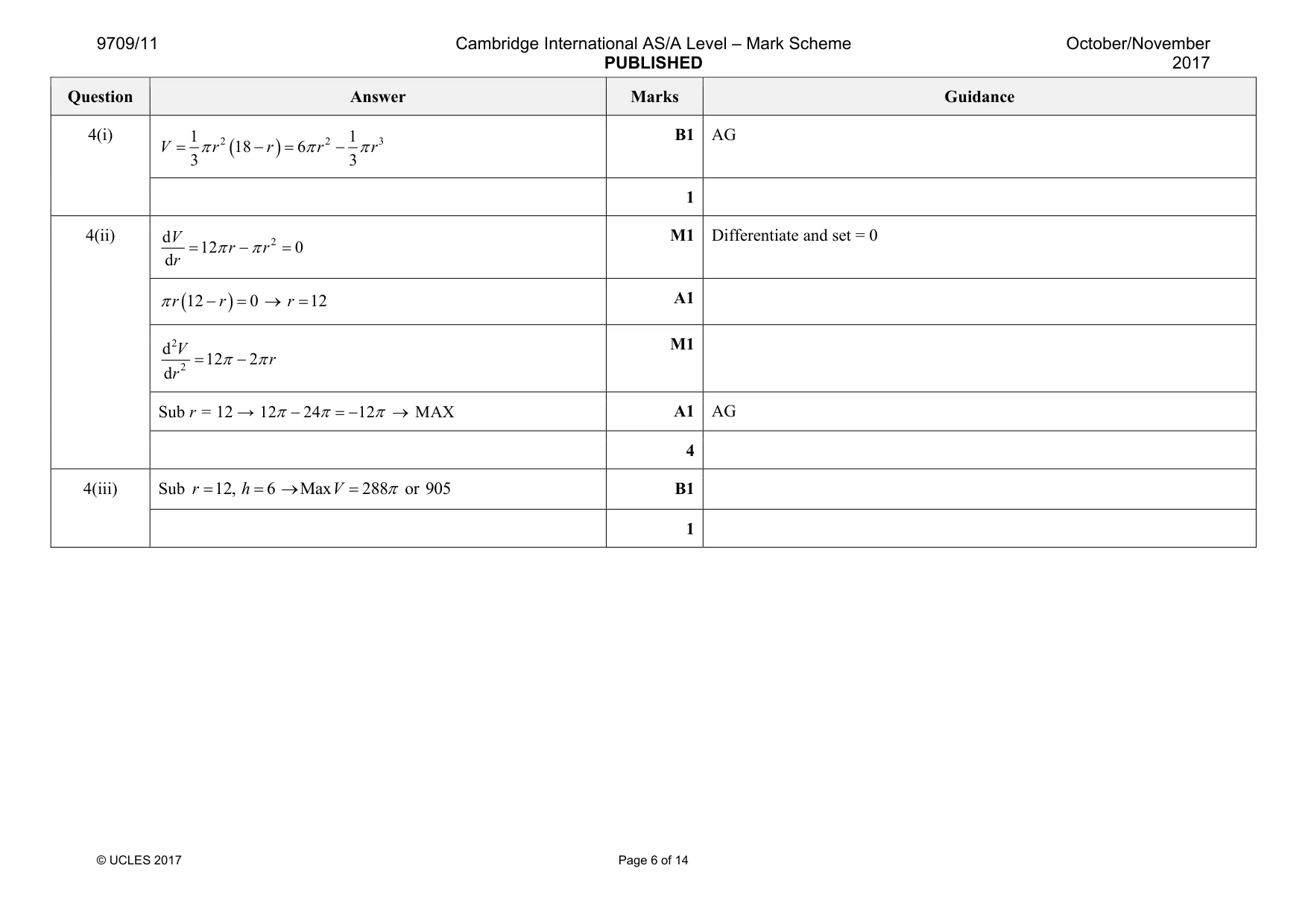 Mark scheme, page 6 of 14