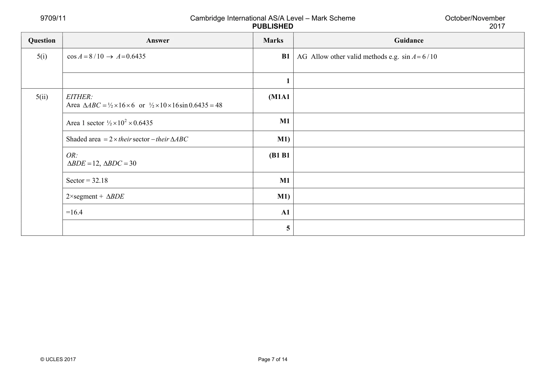 Mark scheme, page 7 of 14
