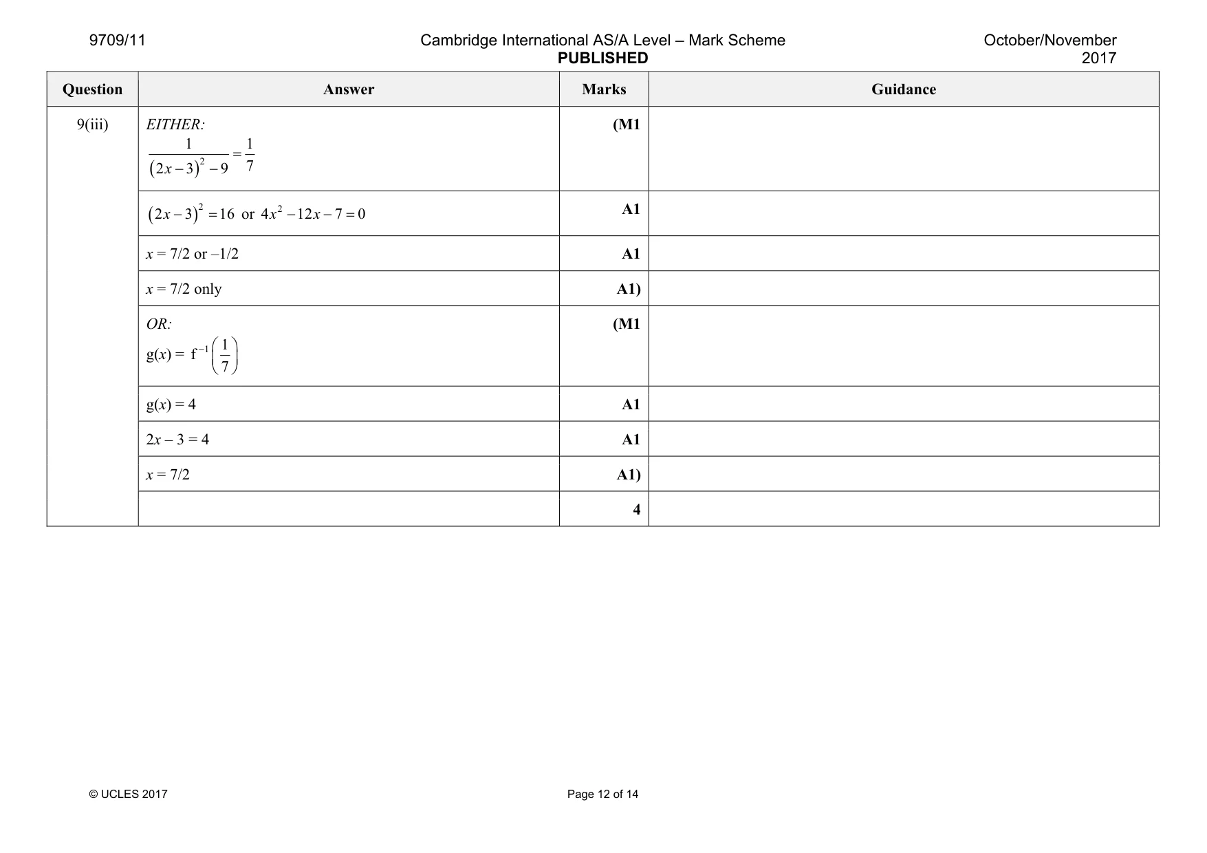 Mark scheme, page 12 of 14