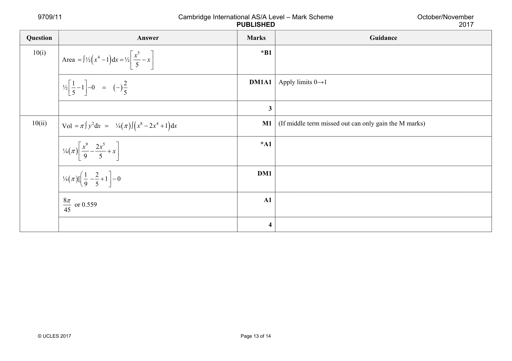 Mark scheme, page 13 of 14