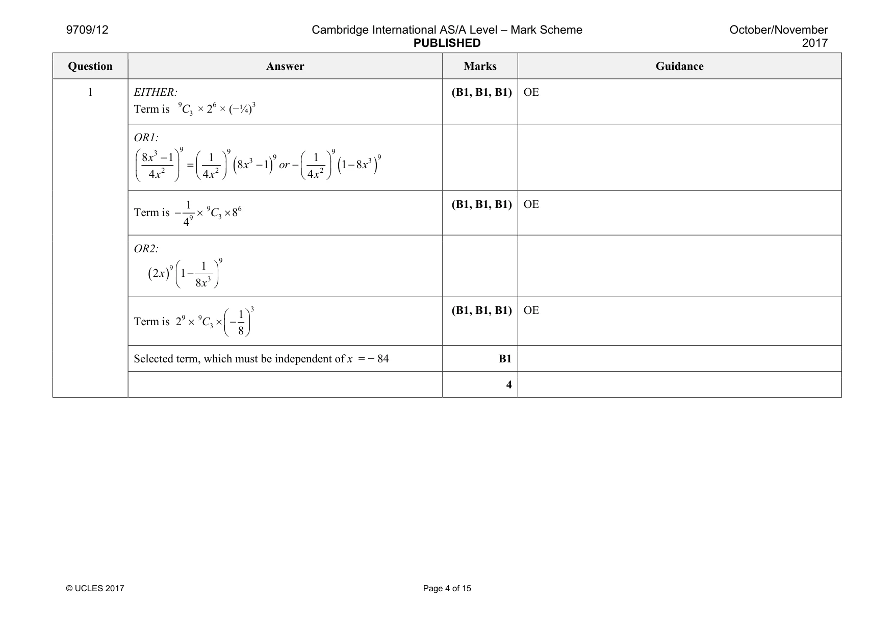 Mark scheme, page 4 of 15