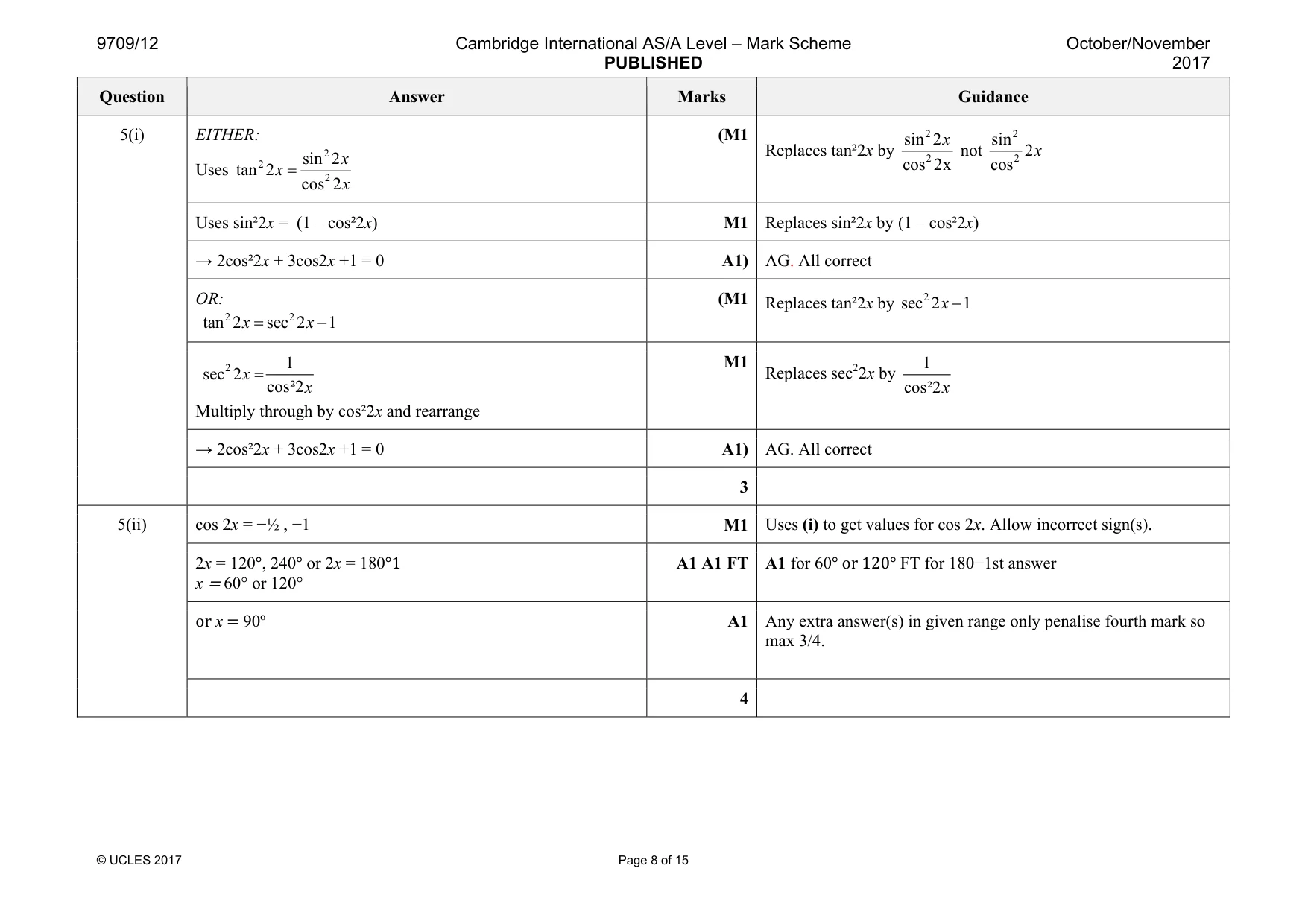 Mark scheme, page 8 of 15