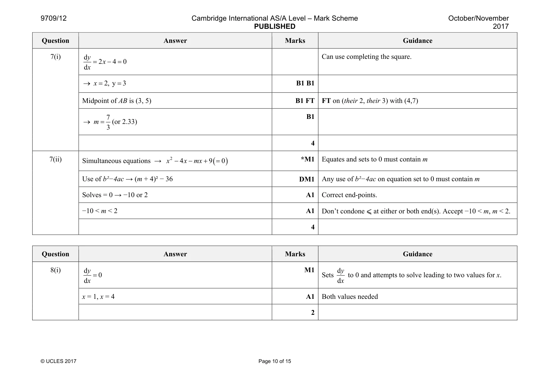 Mark scheme, page 10 of 15