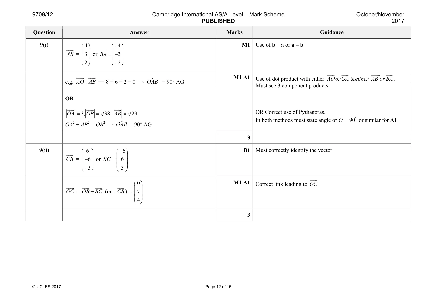 Mark scheme, page 12 of 15