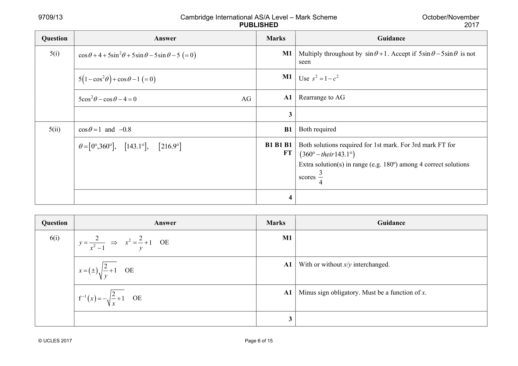 Mark scheme, page 6 of 15