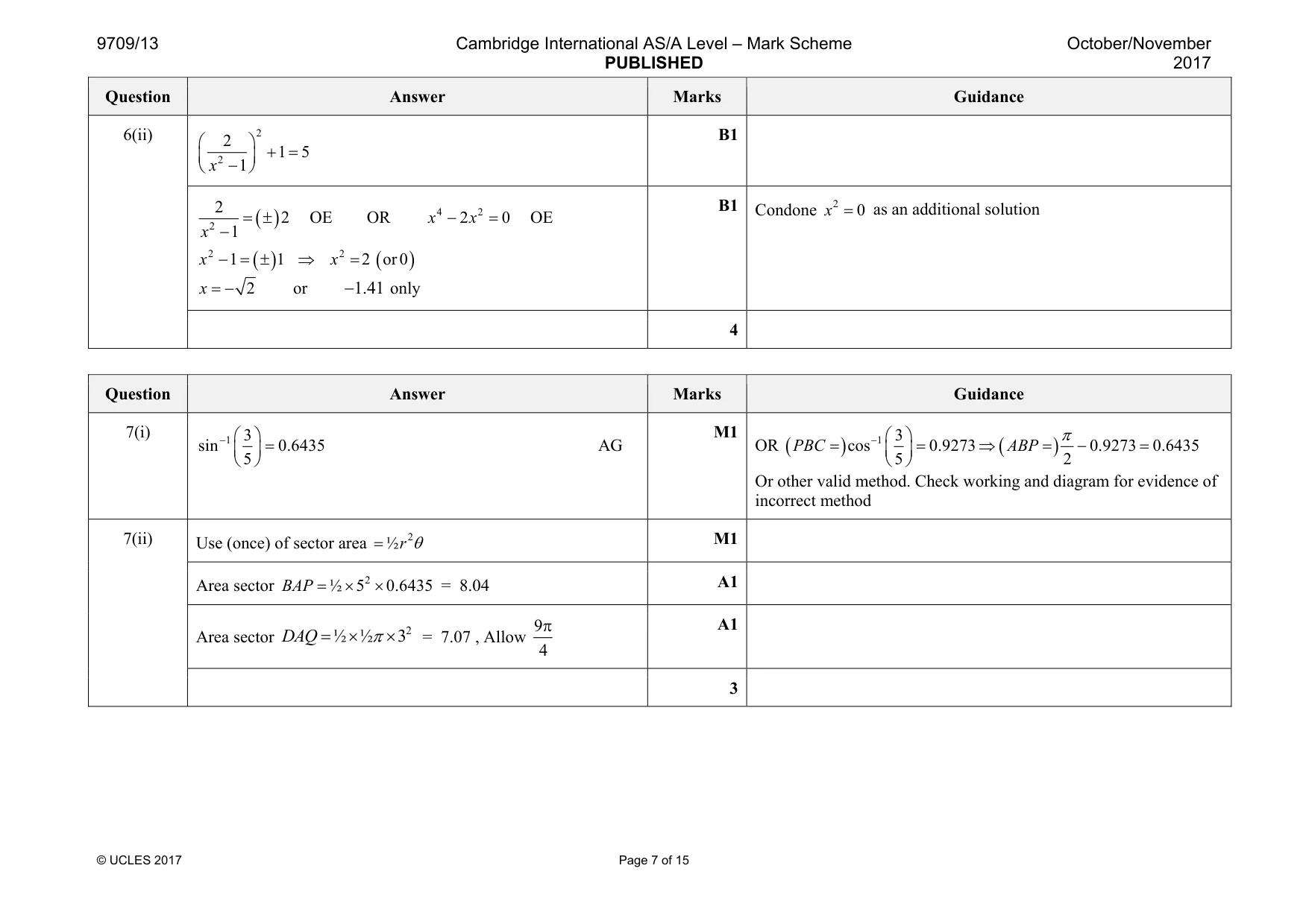 Mark scheme, page 7 of 15