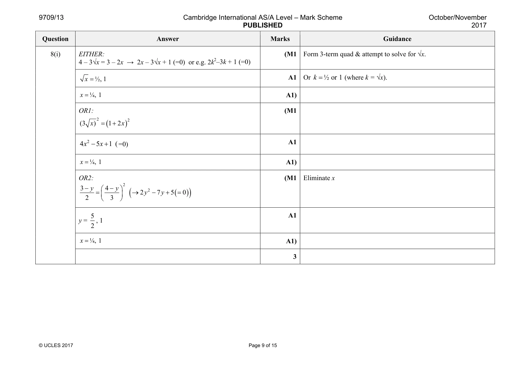 Mark scheme, page 9 of 15