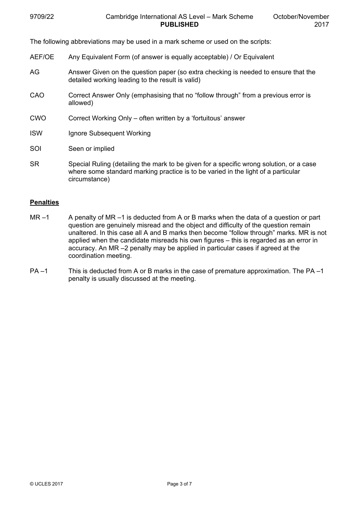 Mark scheme, page 3 of 7