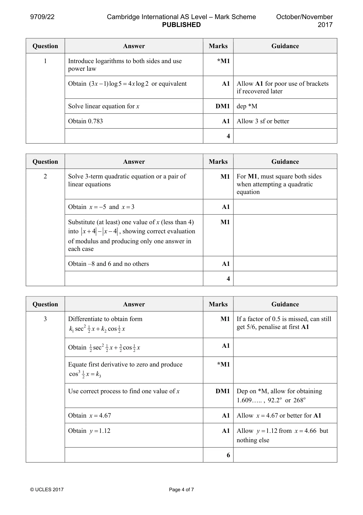 Mark scheme, page 4 of 7