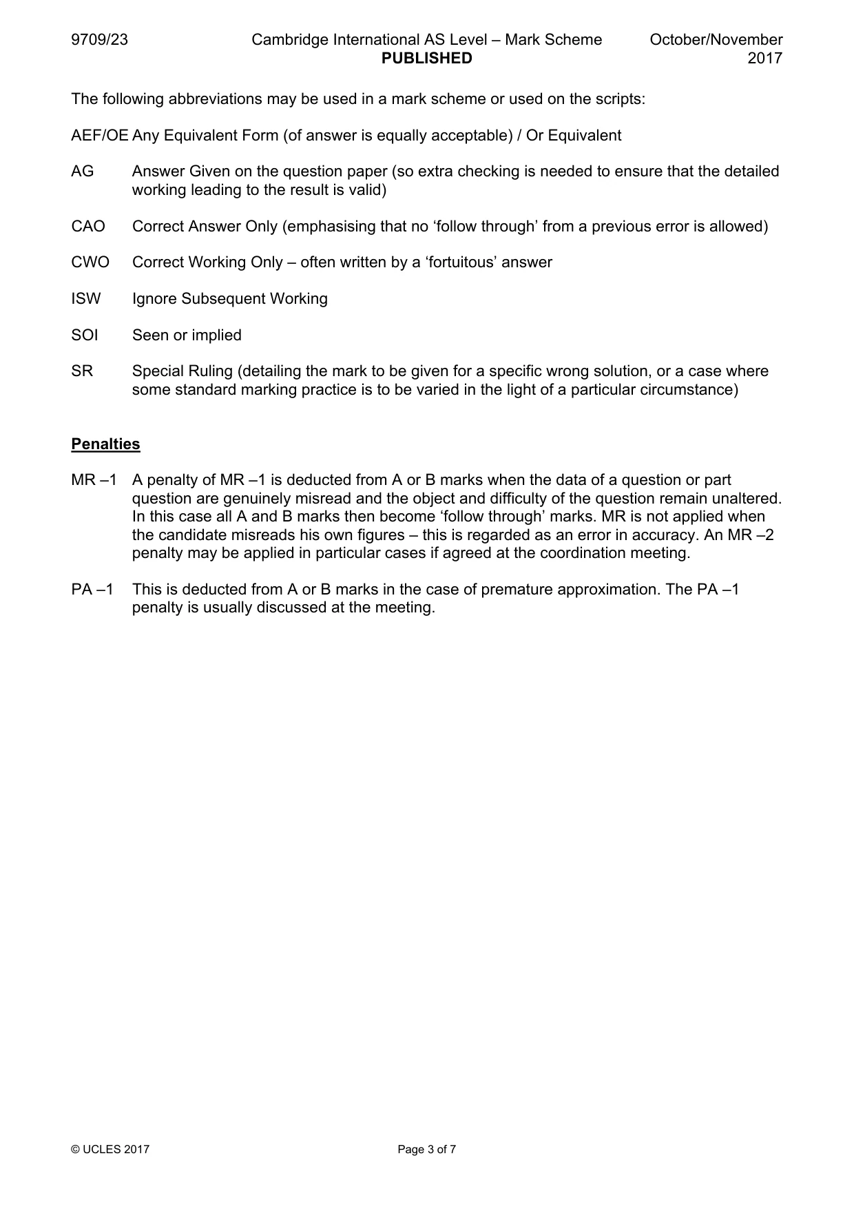 Mark scheme, page 3 of 7