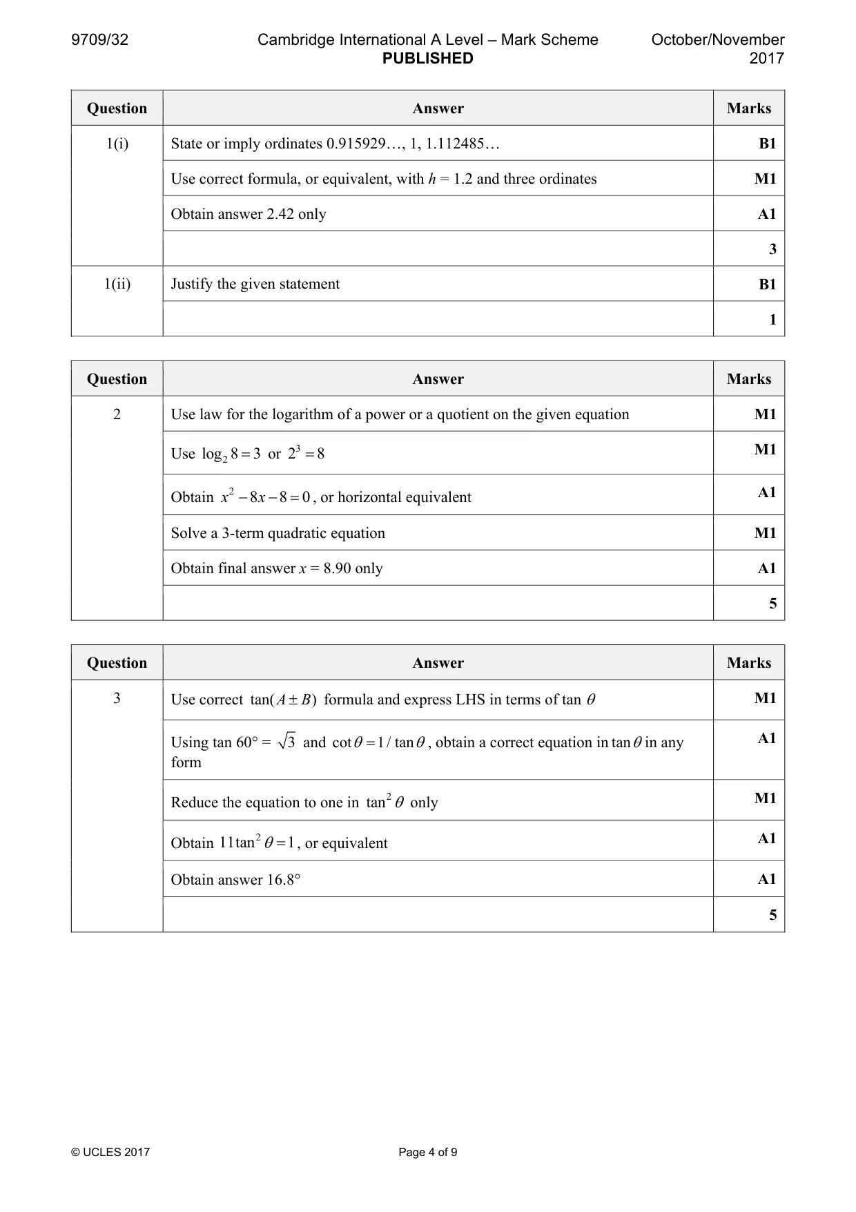 Mark scheme, page 4 of 9