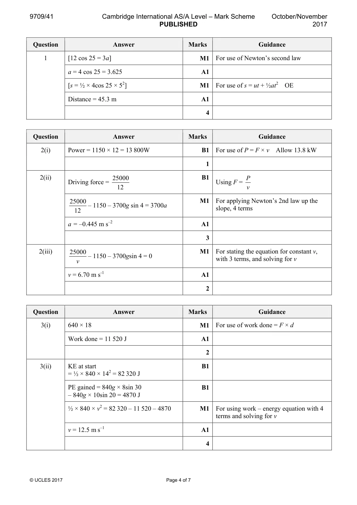 Mark scheme, page 4 of 7