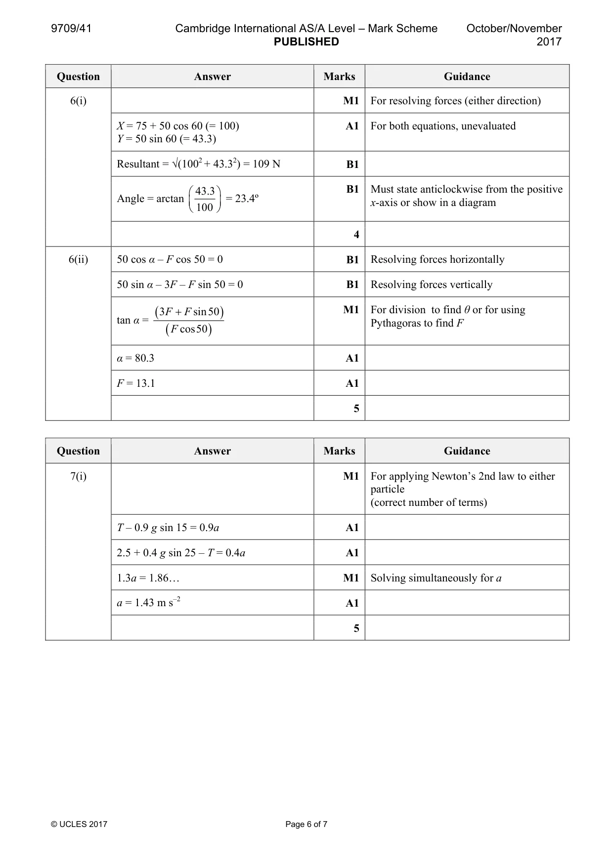 Mark scheme, page 6 of 7
