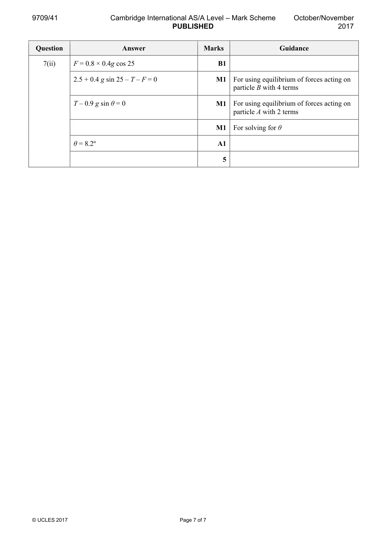 Mark scheme, page 7 of 7