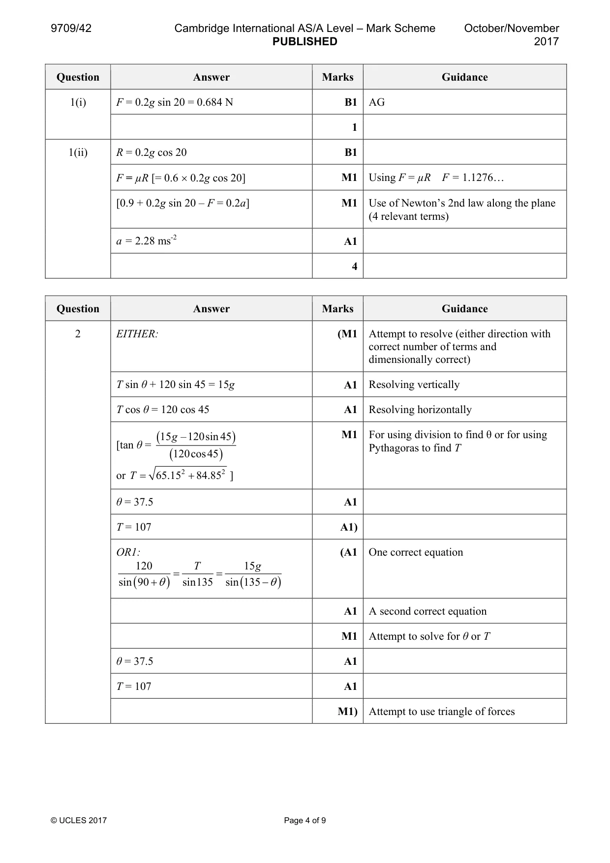 Mark scheme, page 4 of 9