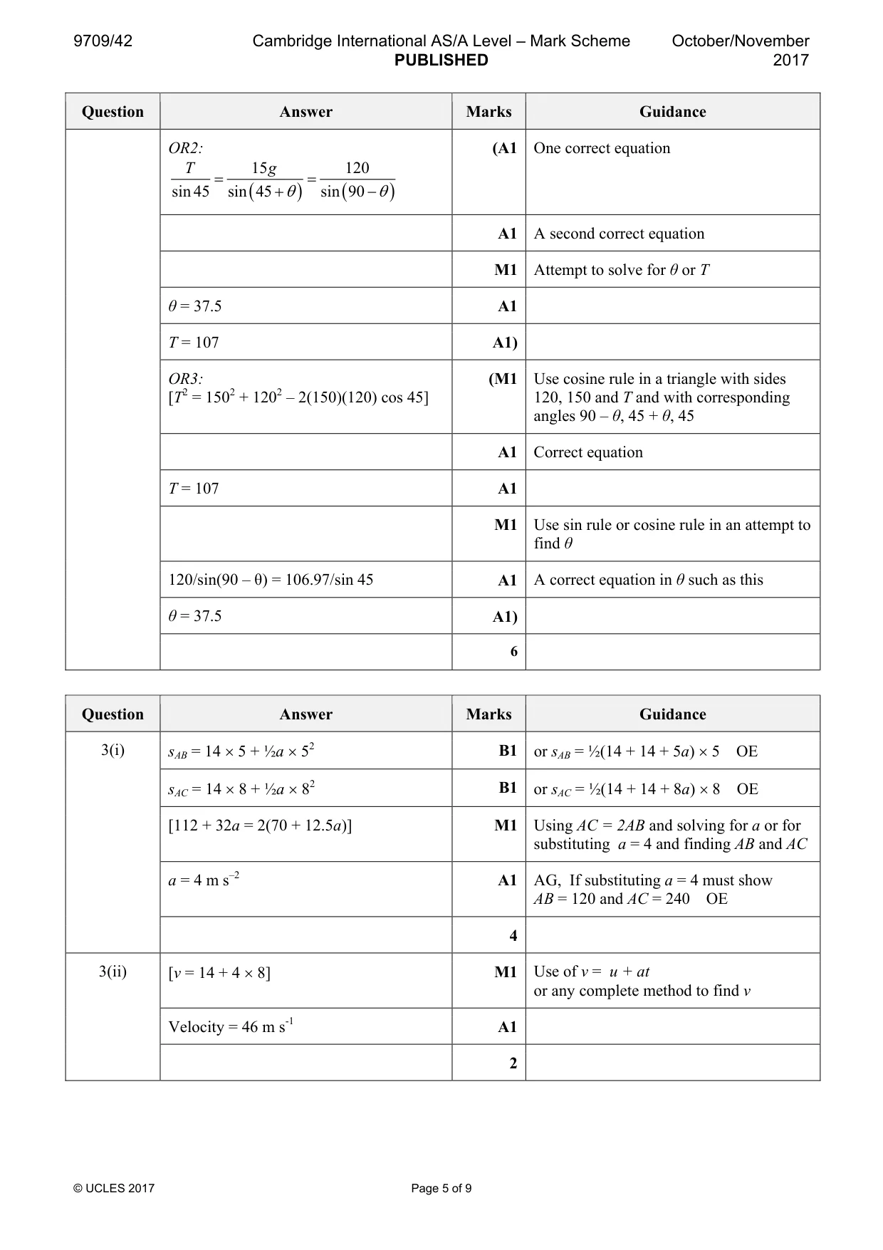 Mark scheme, page 5 of 9