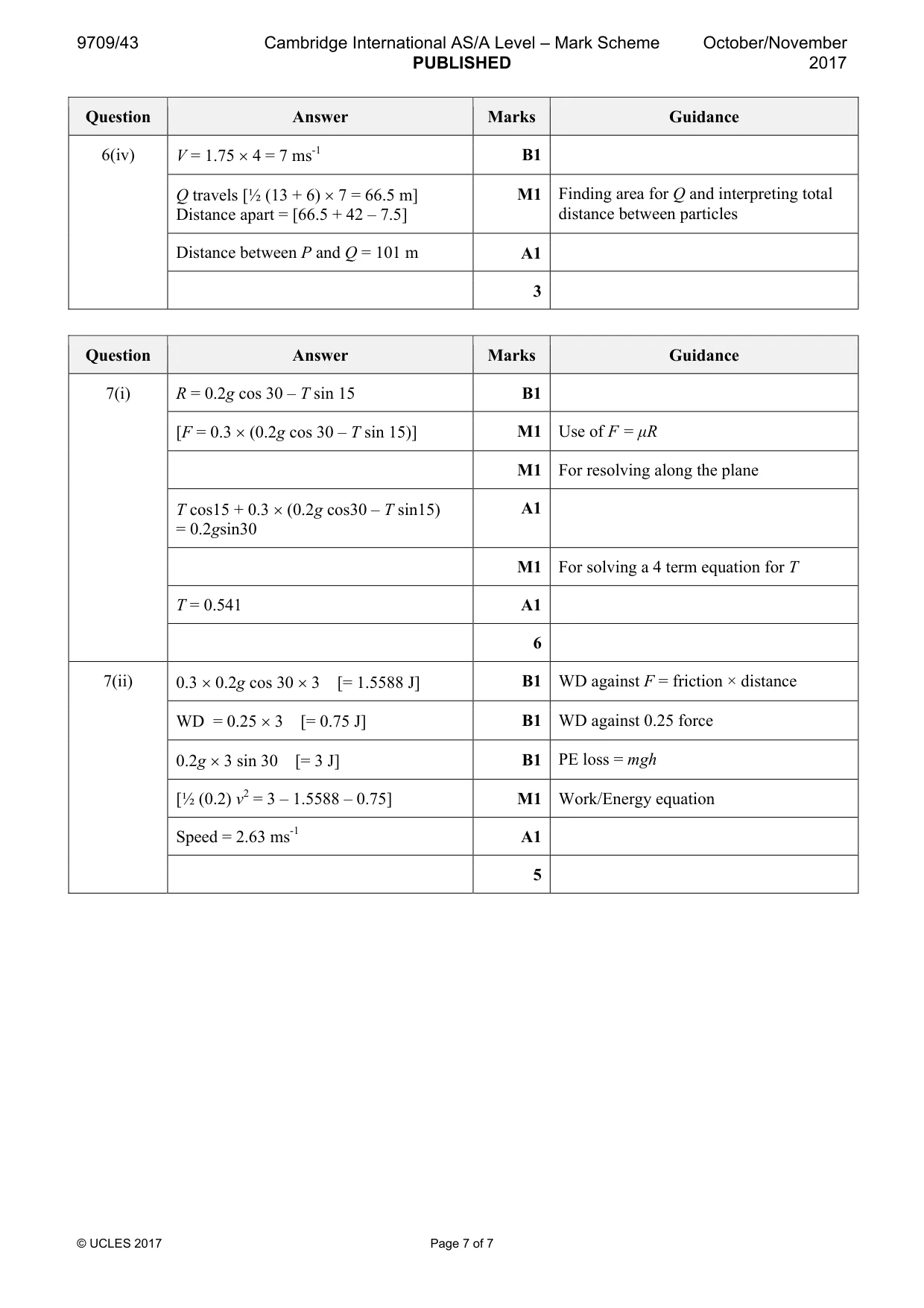 Mark scheme, page 7 of 7