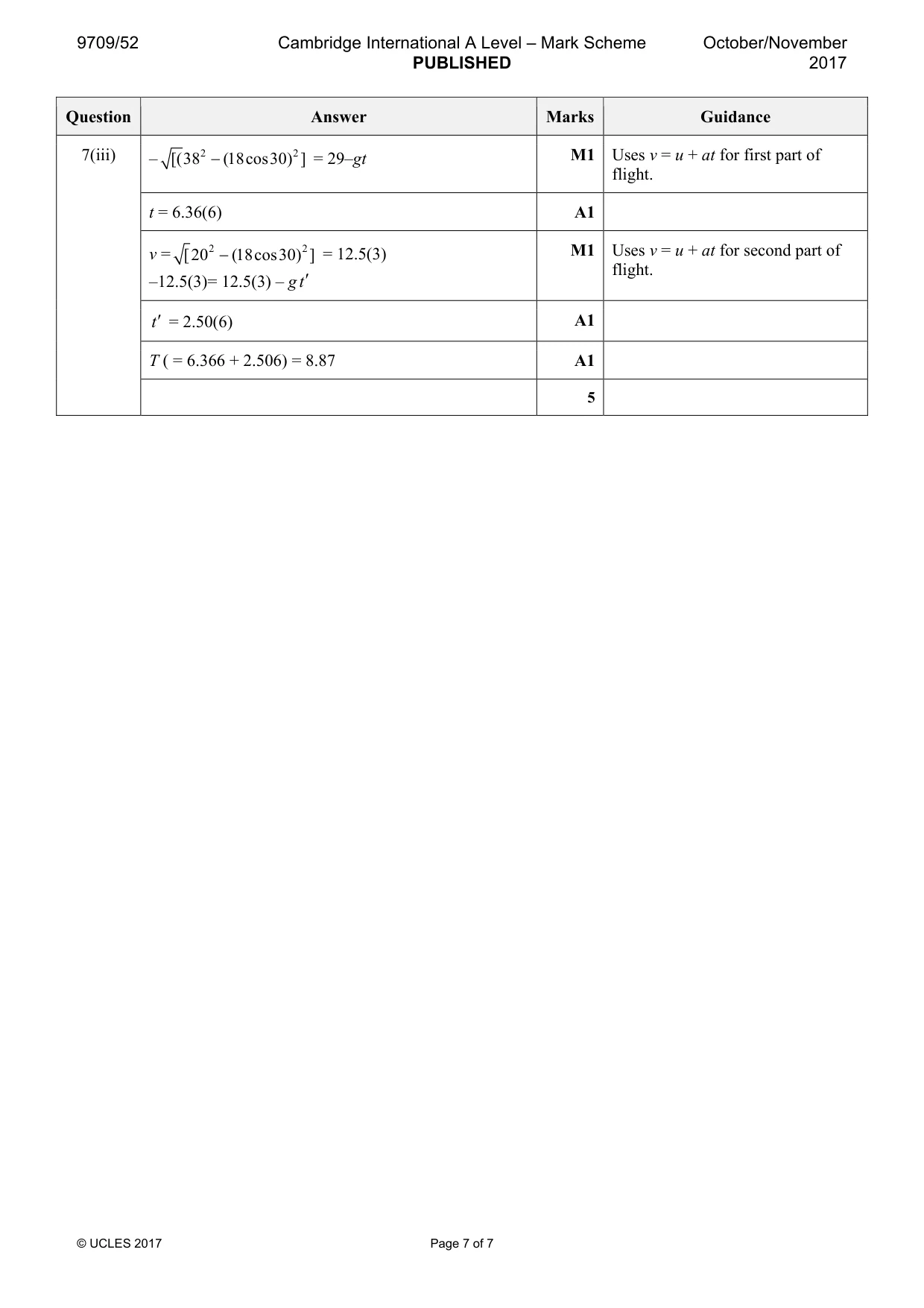 Mark scheme, page 7 of 7