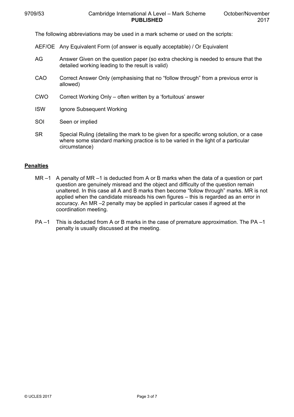 Mark scheme, page 3 of 7