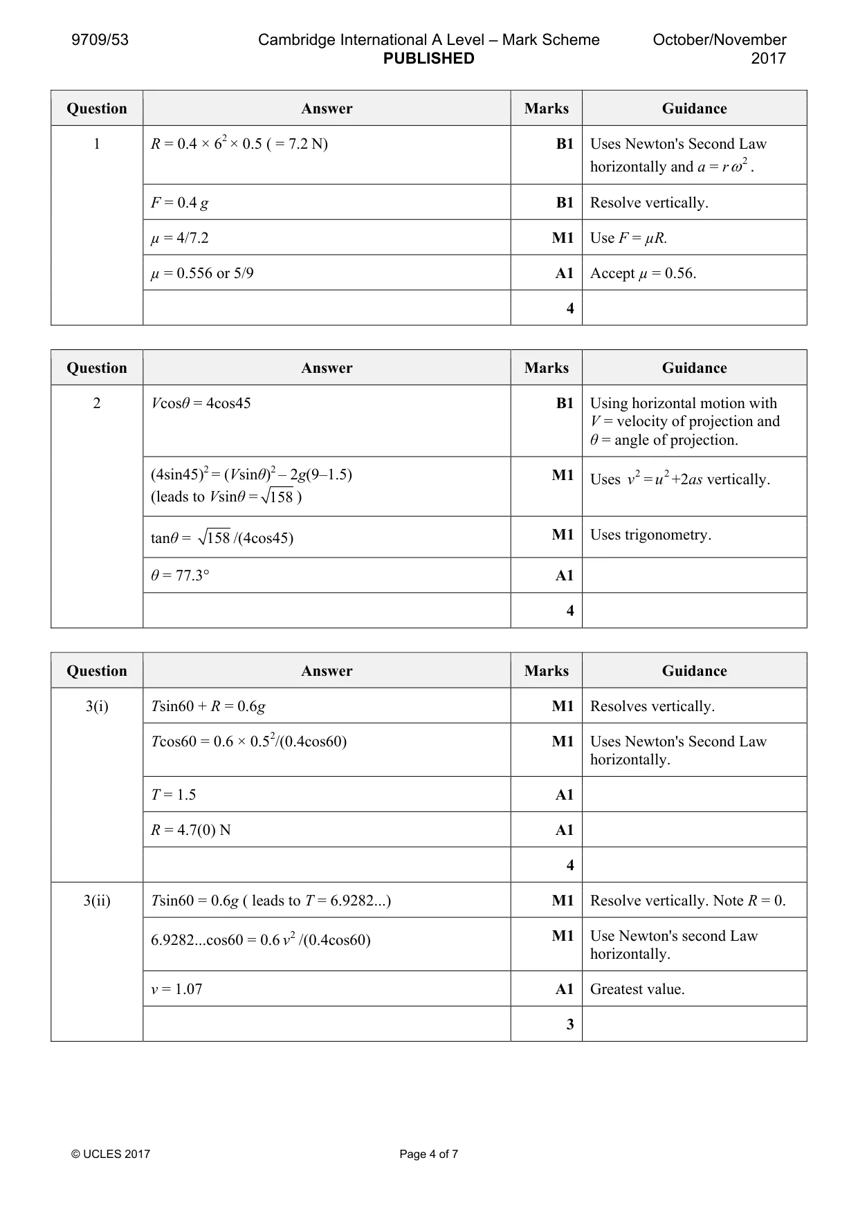 Mark scheme, page 4 of 7