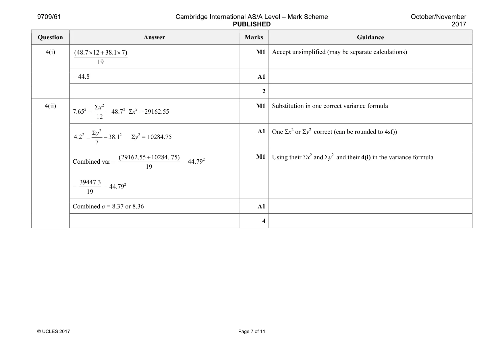 Mark scheme, page 7 of 11