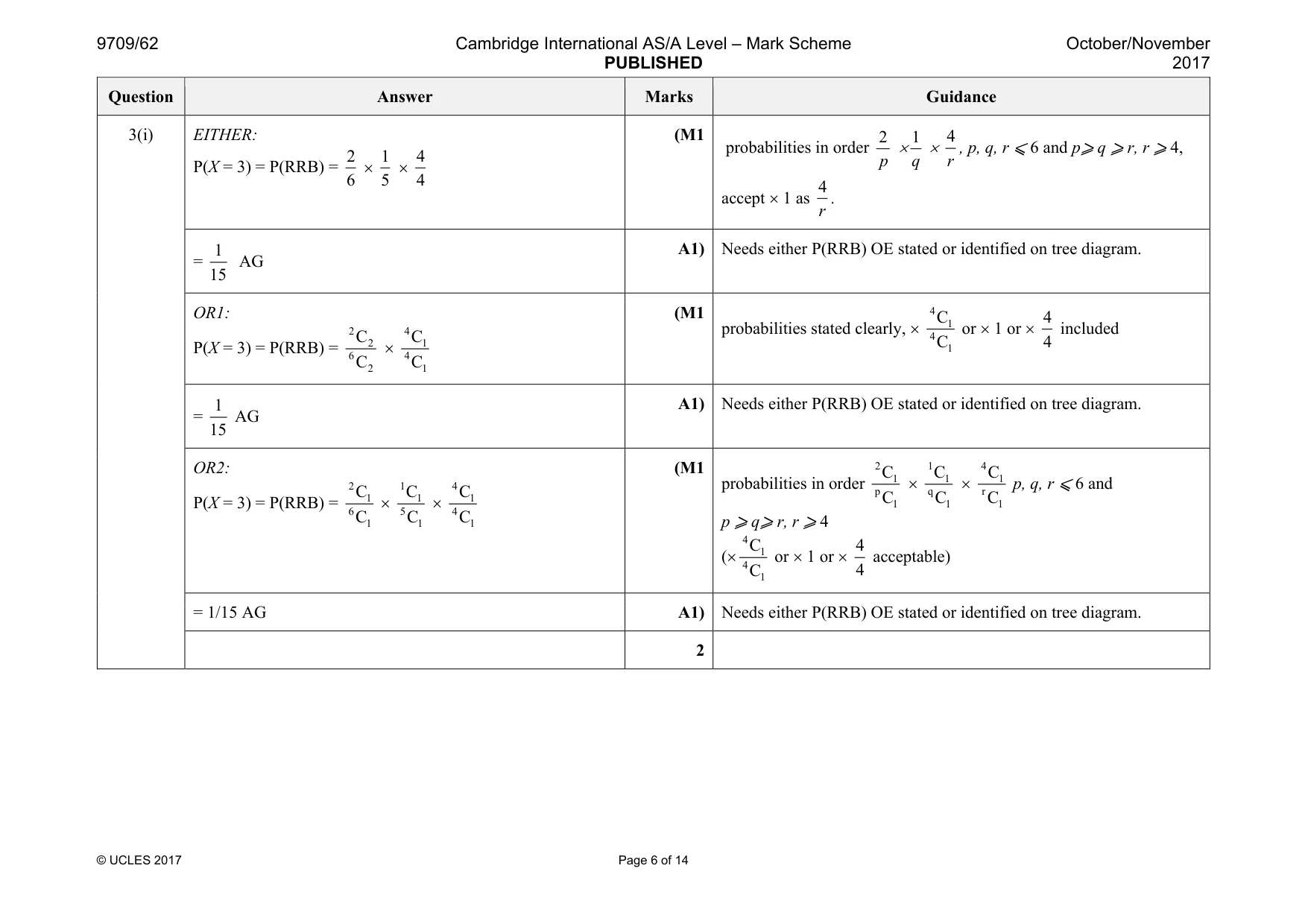 Mark scheme, page 6 of 14